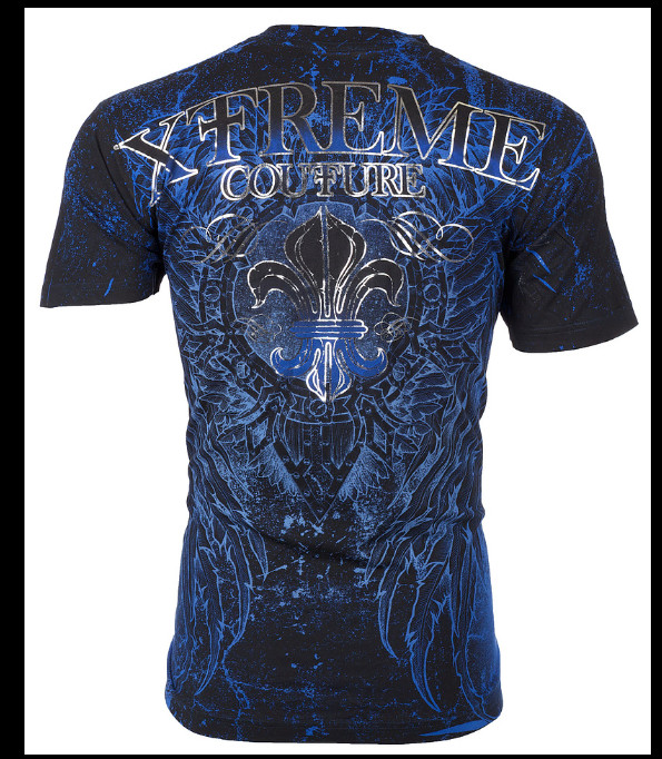 XTREME COUTURE by AFFLICTION Blue HONORABLE Short Sleeve Slim Fit T-shirt NWT