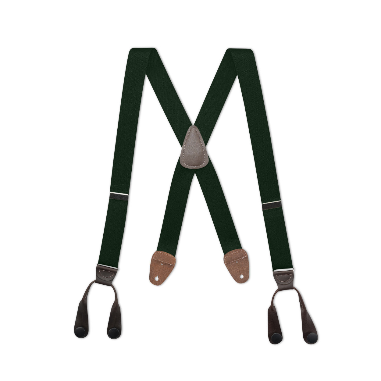 Men’s X Style Button On Suspenders in 1 1/4″ with Leather, USA Made