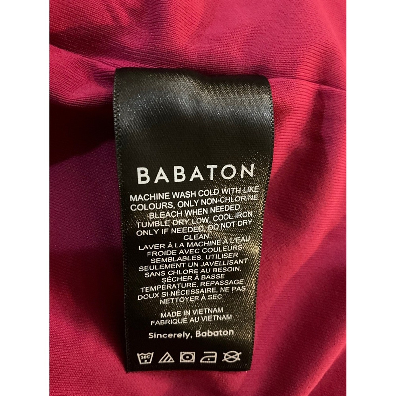 Babaton Aritzia Long Sleeve Bodycon Mini Dress Magenta Size M NWOT SS26