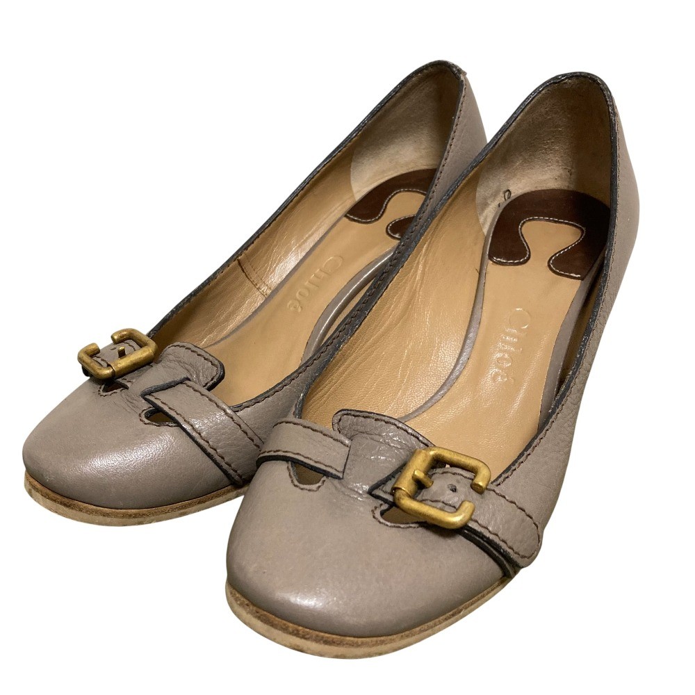 Chloe belt design pumps, size 35, approximately 8.5 inches, greige Women USED