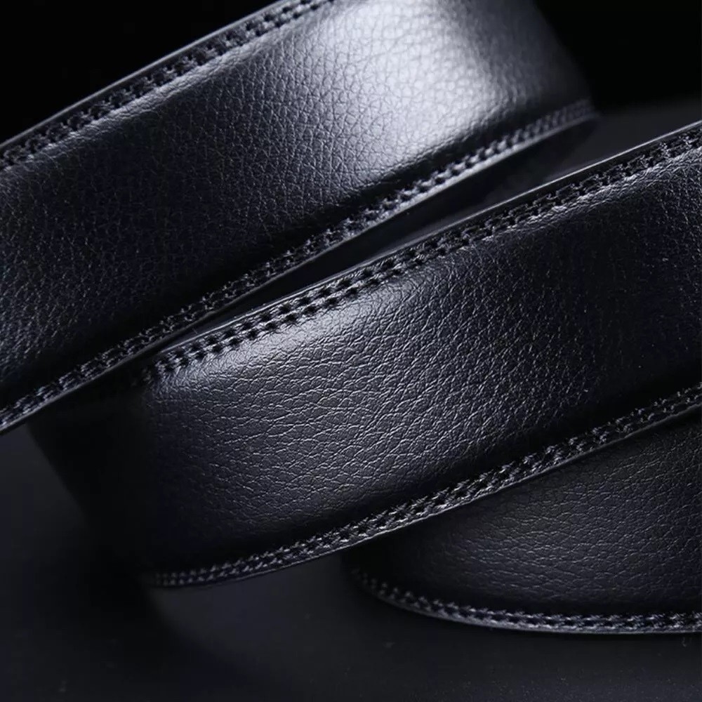 Genuine Leather Mens Ratchet Belt Belts For Men Adjustable Automatic Buckle Ti