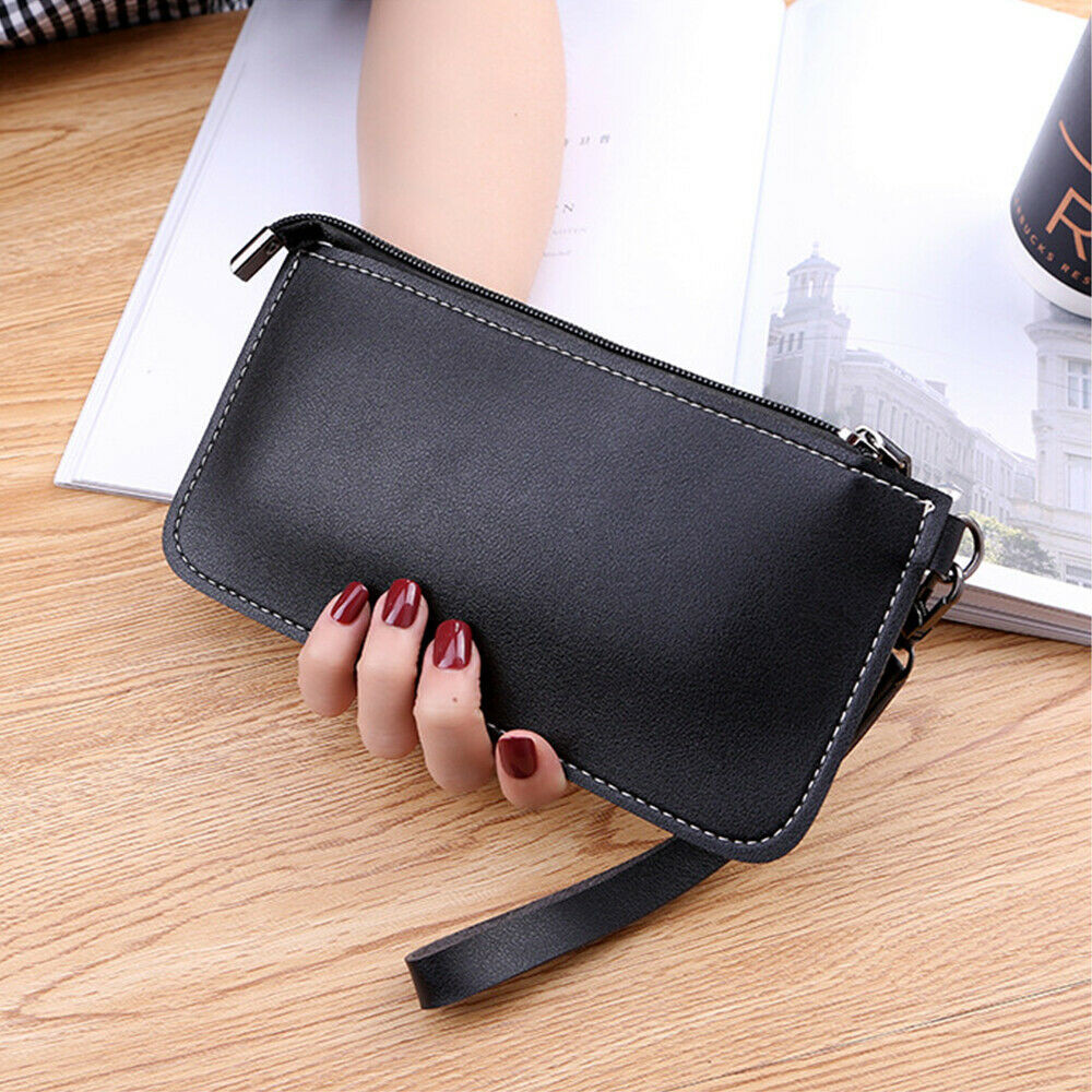 Women Leather Clutch Wallet Fashion Zip Long Purse Card Holder Phone Handbag