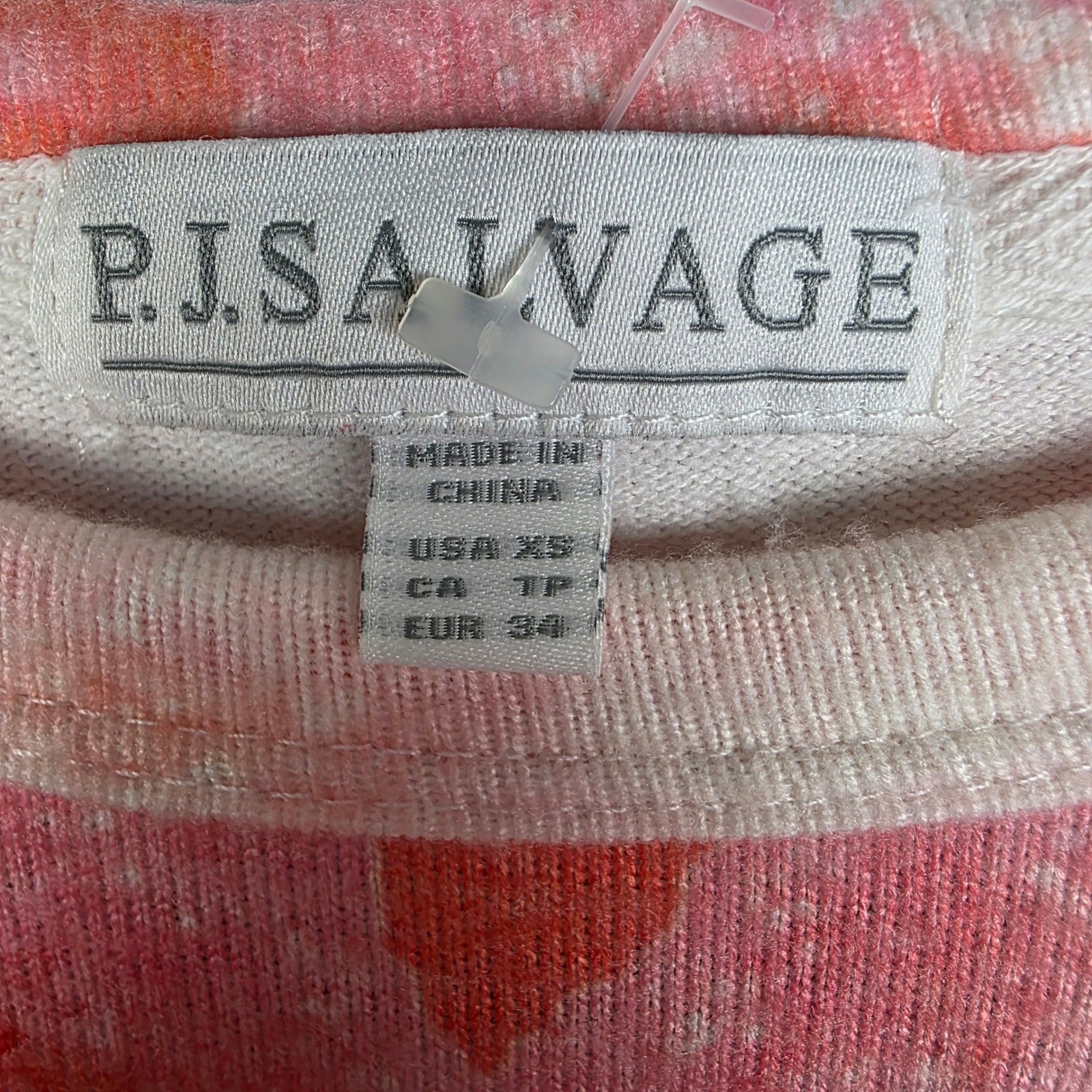 PJ Salvage Womens Pink Tie Dye Raglan Long Sleeve Sweatshirt XS RN 15741