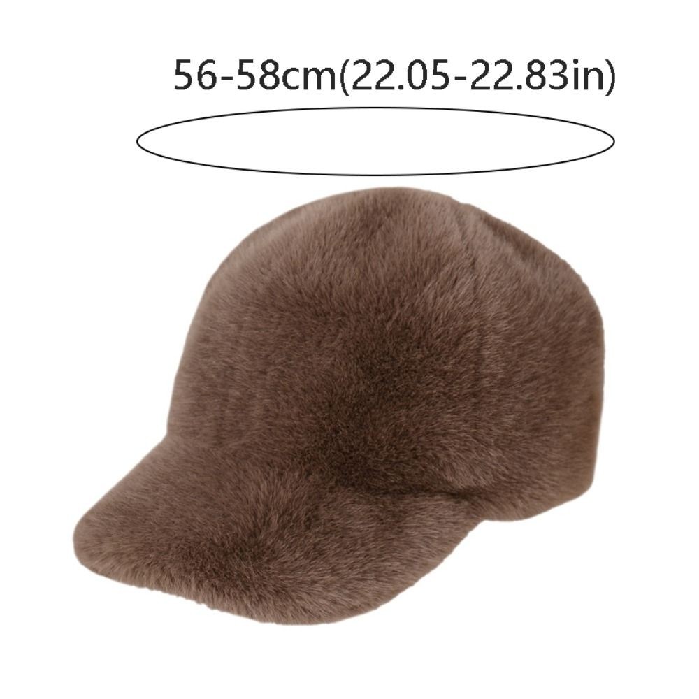 Winter Women Fluffy Faux Fur Baseball Cap Thickened Warm Snapback Duckbill Hat