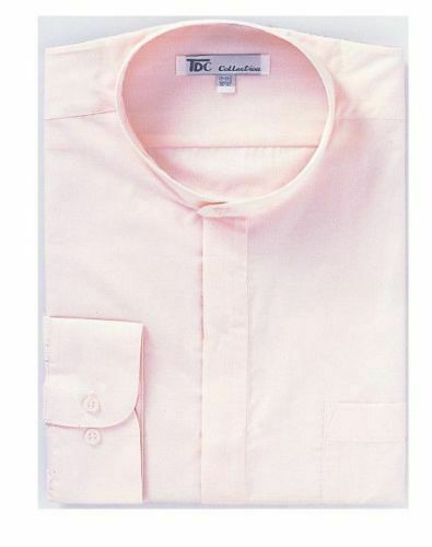 Mens’ Mandarin Collar (Banded Collar) Dress Shirt by TDC Collection