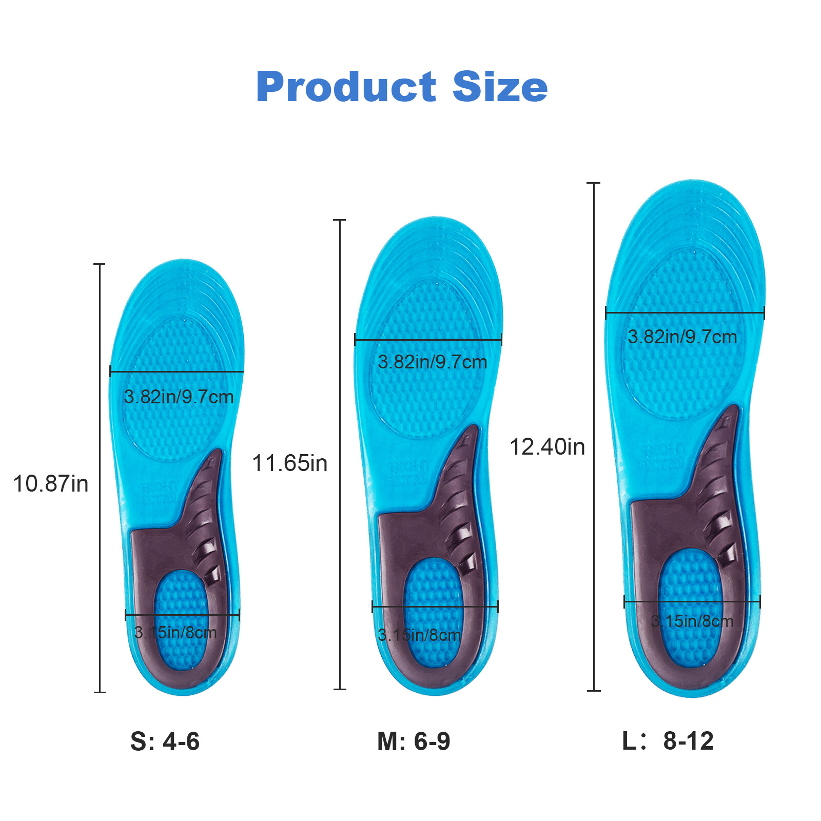 Men Women Silicone Gel Insoles Shock Pads Arch Support Orthopedic Shoe Inserts