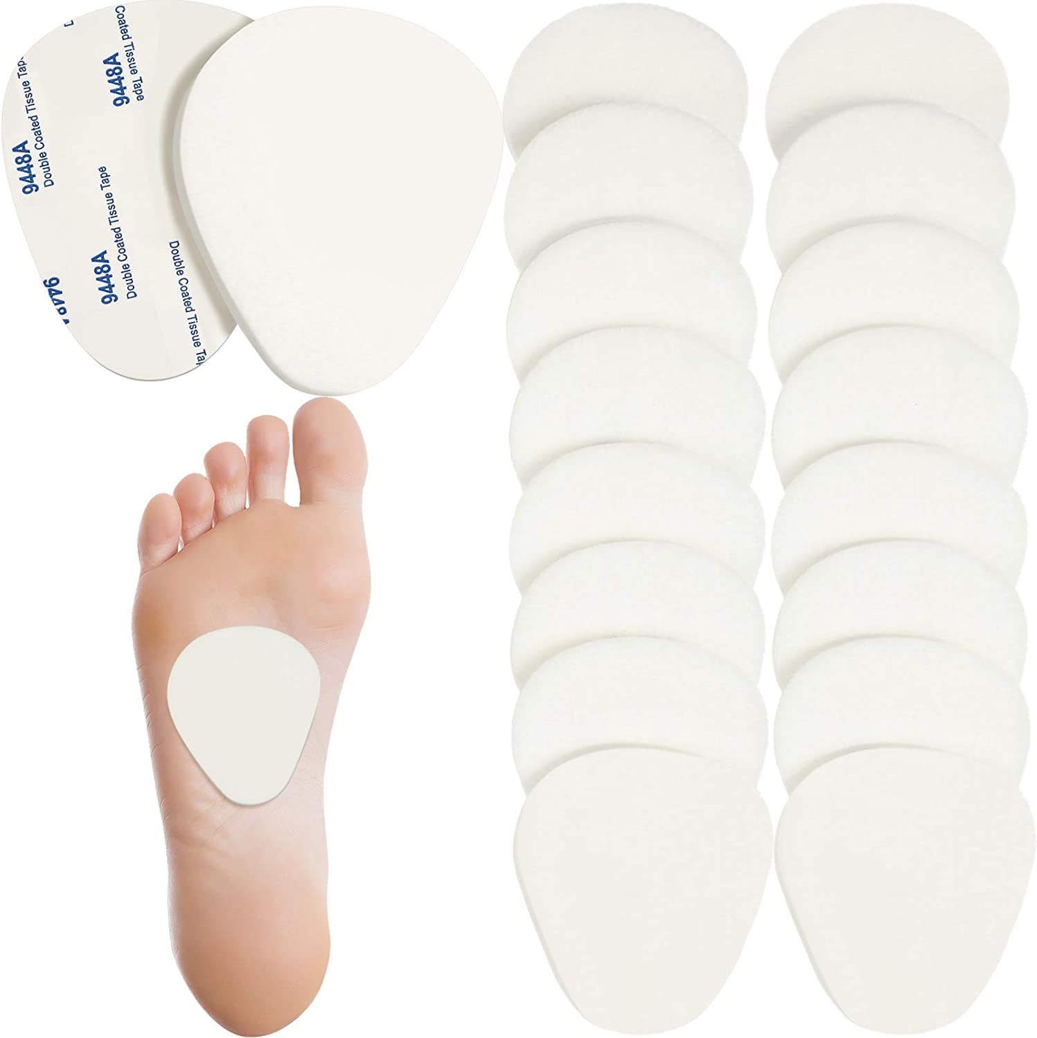 Syhood 20 Pieces Metatarsal Felt Pads Foot Insert Pads Ball of Cushion for Pain