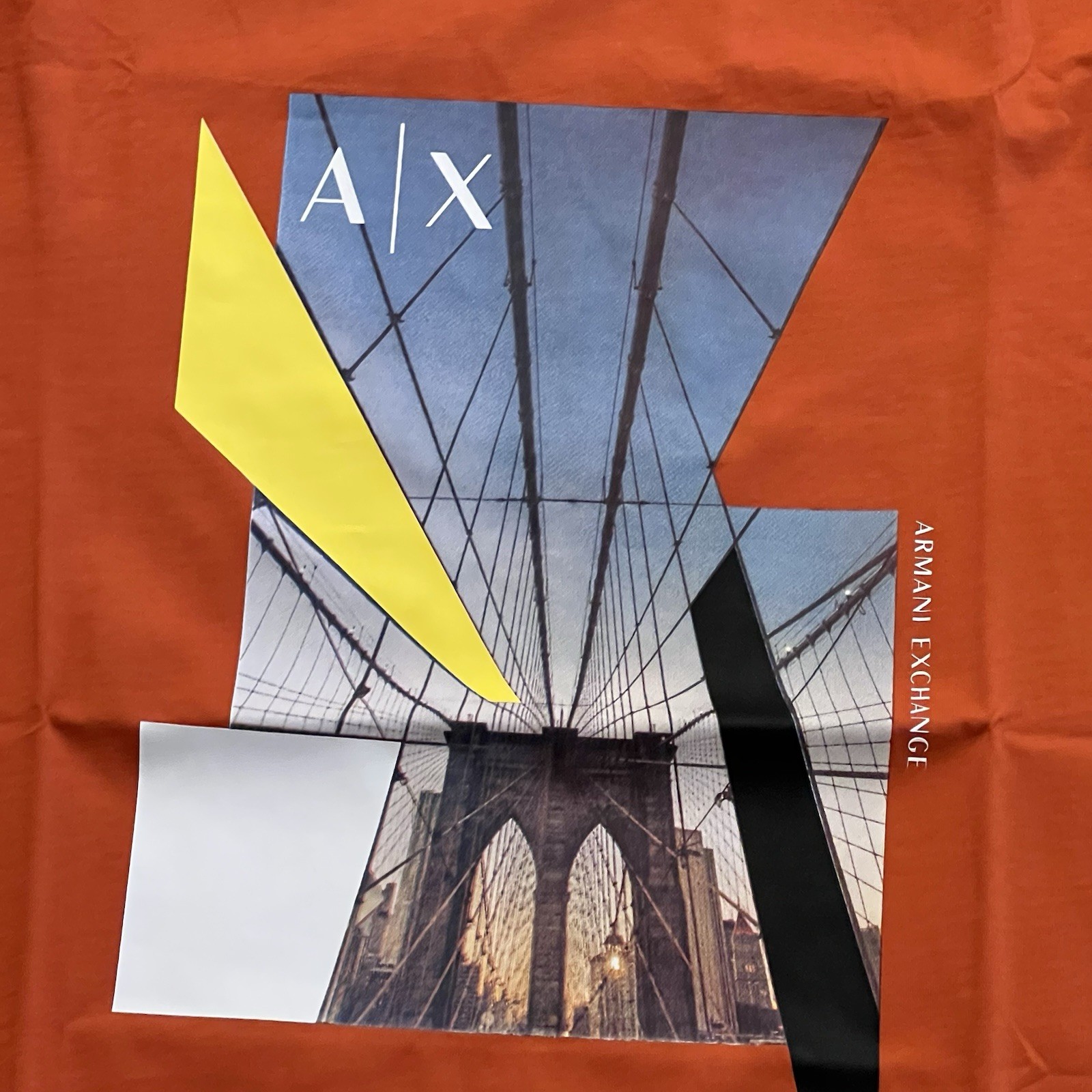 Armani Exchange Regular Fit Brooklyn Bridge Graphic Logo T shirt Ember Orange