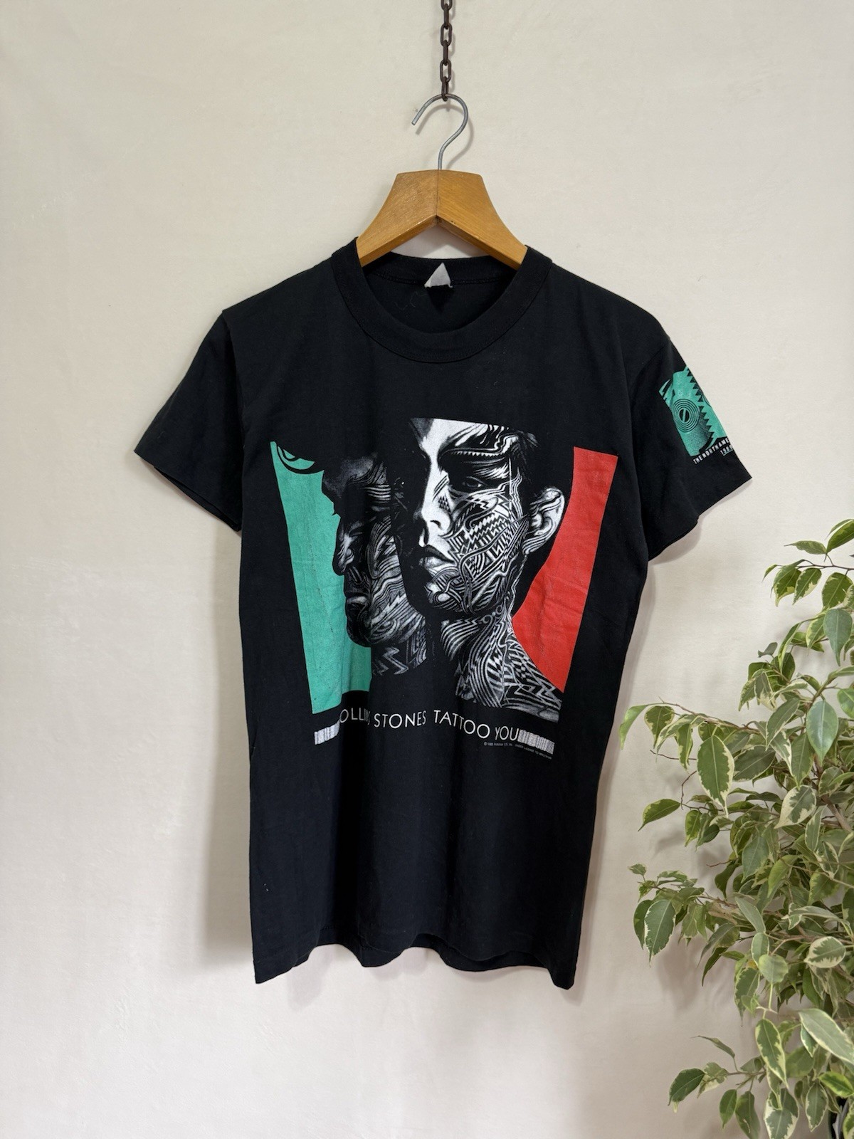 Vintage Rolling Stones Shirt Mens Size M Black Tattoo You 1989 Tour Thin USA 80s