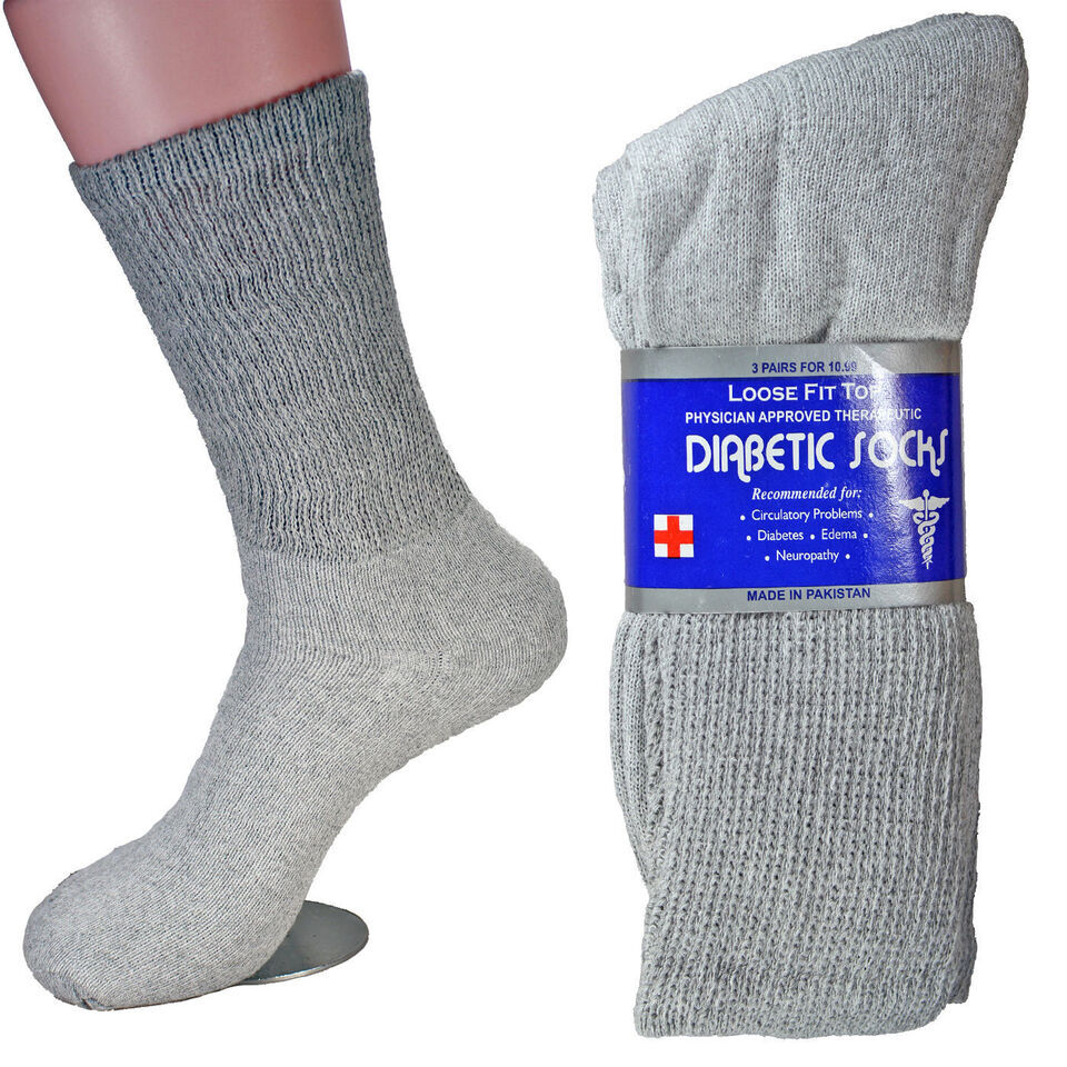 12 Pairs Men’s Health Circulatory Diabetic Cotton crew socks 9-11 10-13 13-15