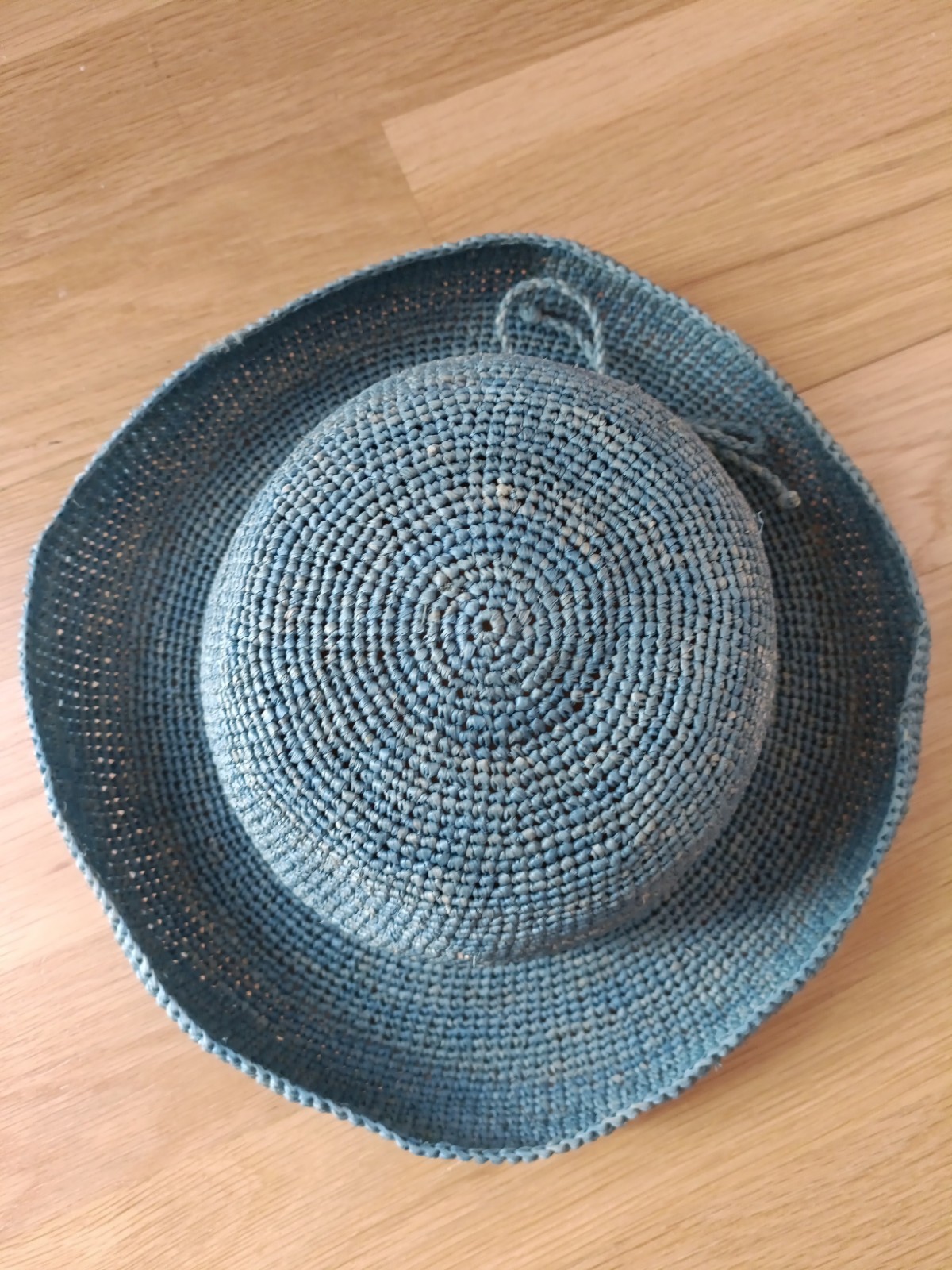 Jaden Rael Handmade Madagascar 100% Rafia Hat Medium Size Teal Classy Church