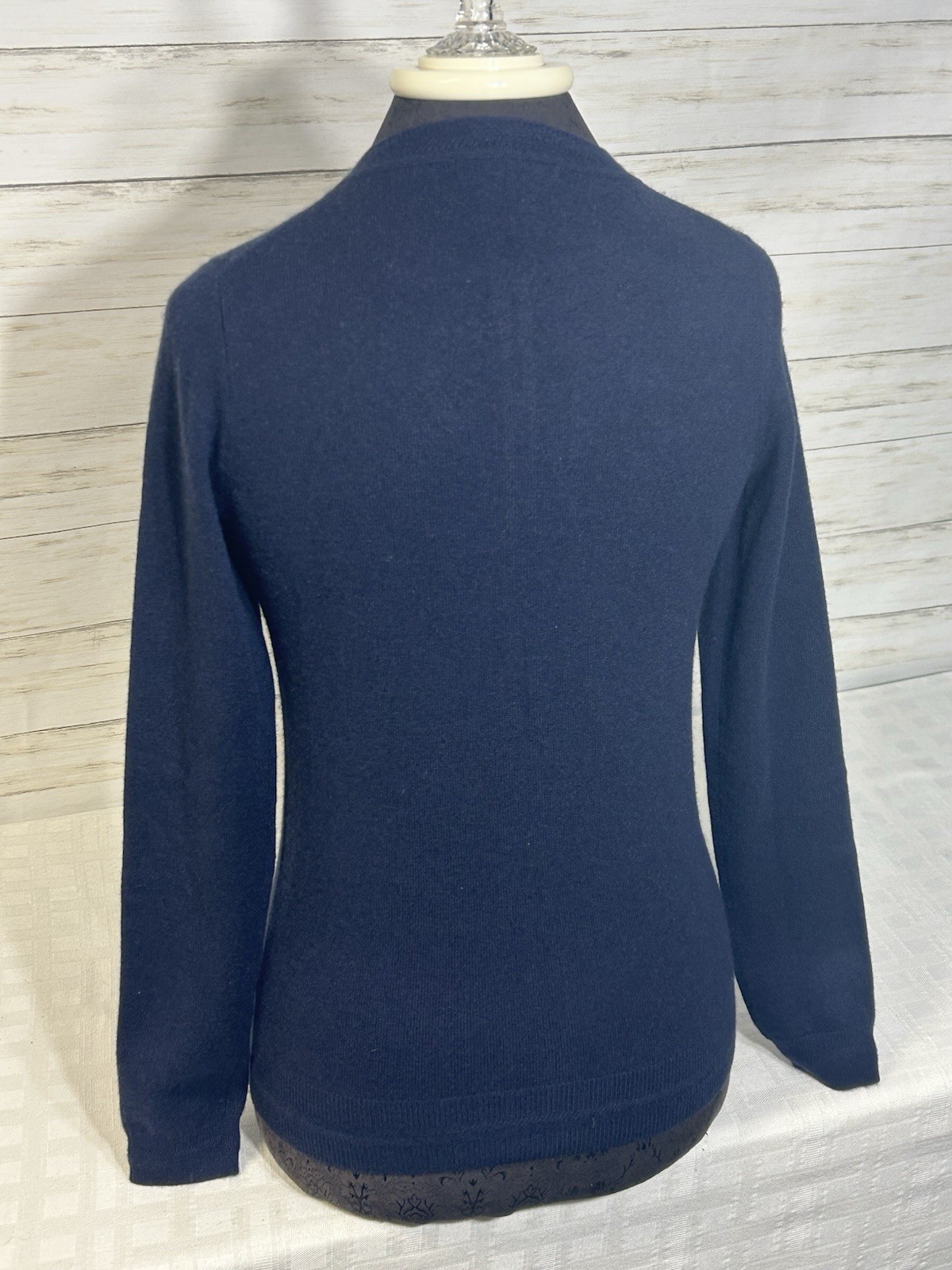 Boden Eva Blue 100% Cashmere Crew Neck Button Cardigan Sweater XS X-SMALL Women
