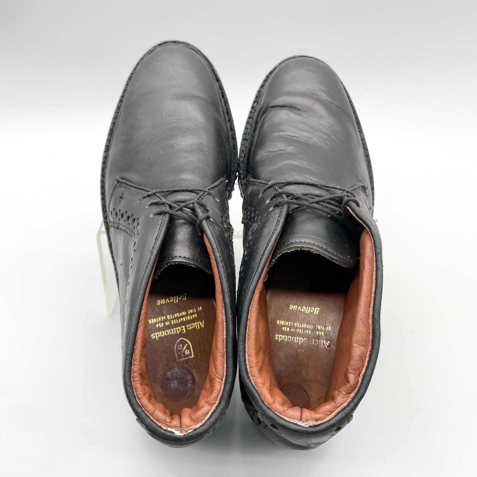Allen Edmonds Mens 8 D Bellevue Chukka Boots Black Leather Brogue Casual Grunge