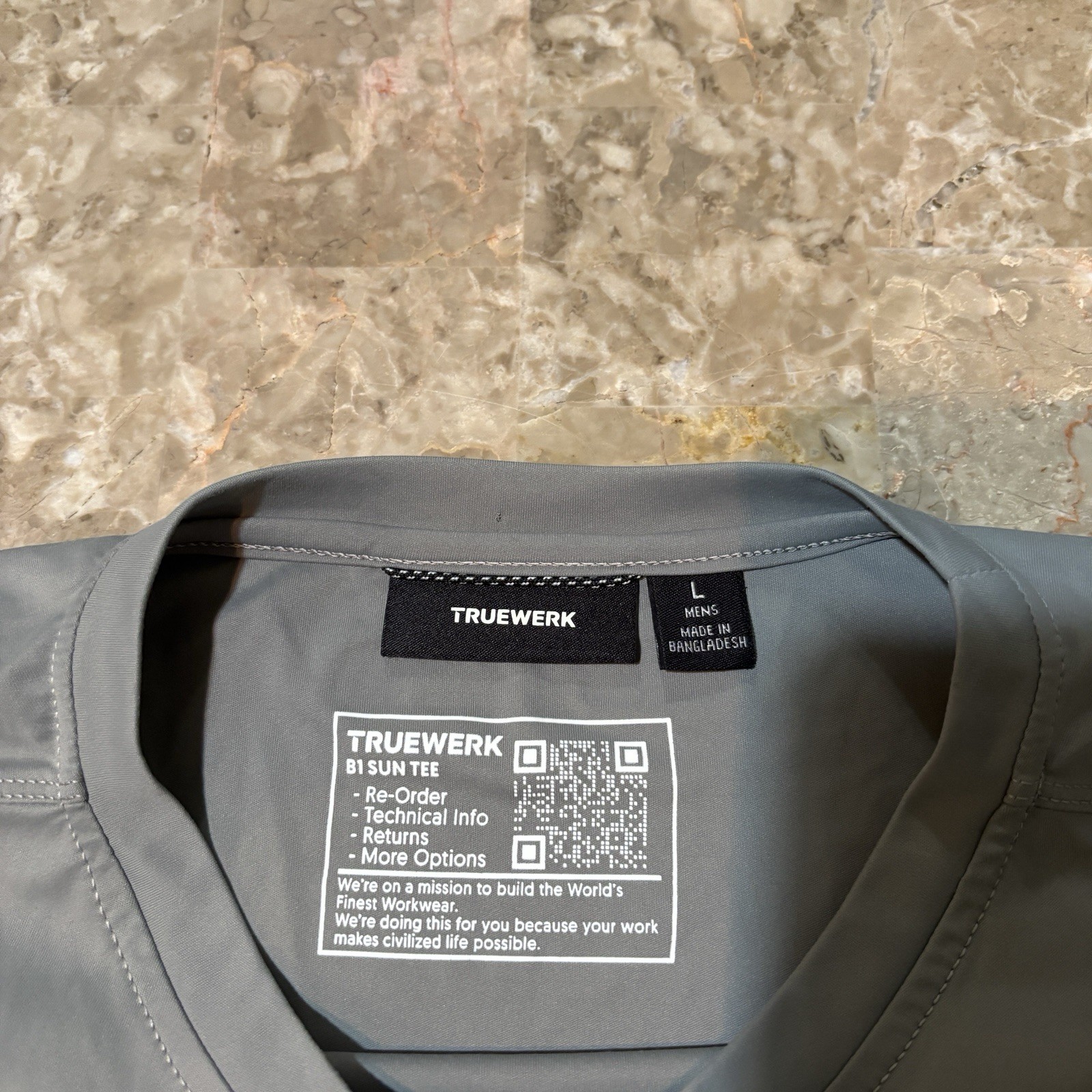 Truewerk B1 Sun Tee Shirt Mens Large Gray Short Sleeve Workwear Performance UPF
