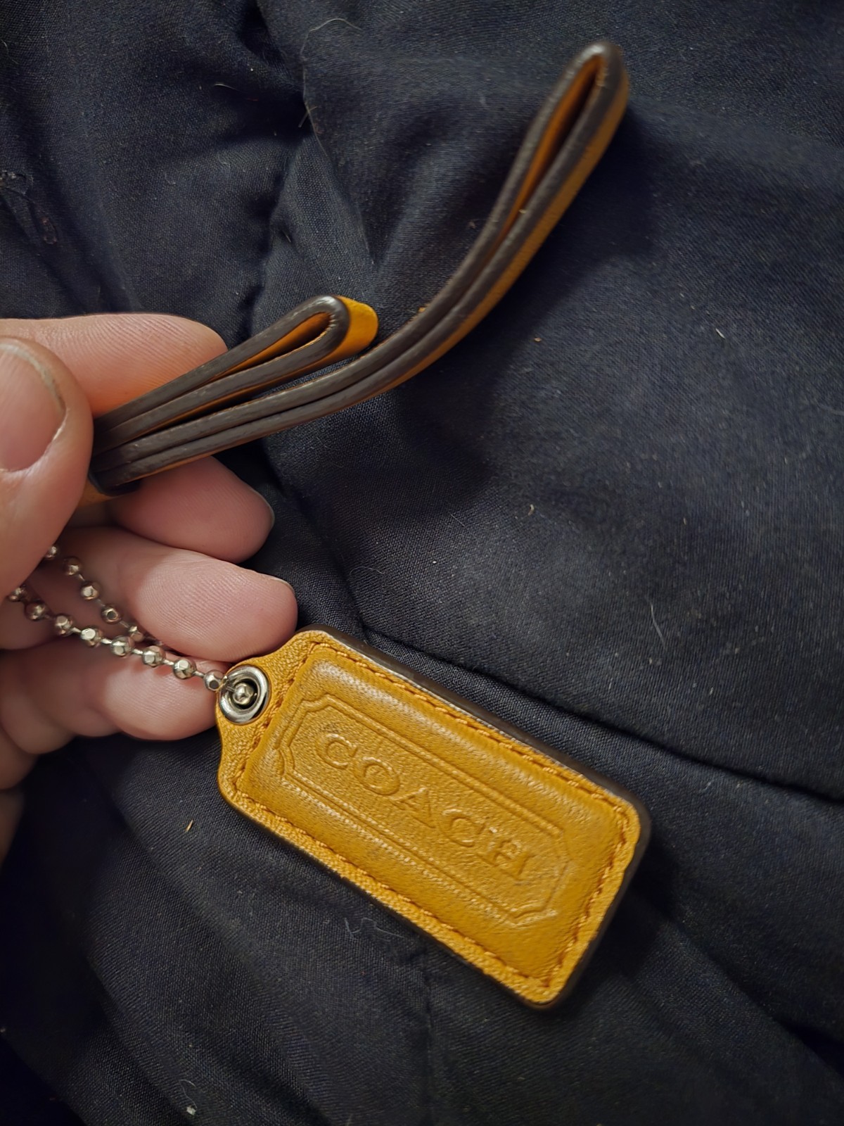 Coach Vintage Tan Luggage Tag Key Fob Leather Hang Tag With Strap detachable