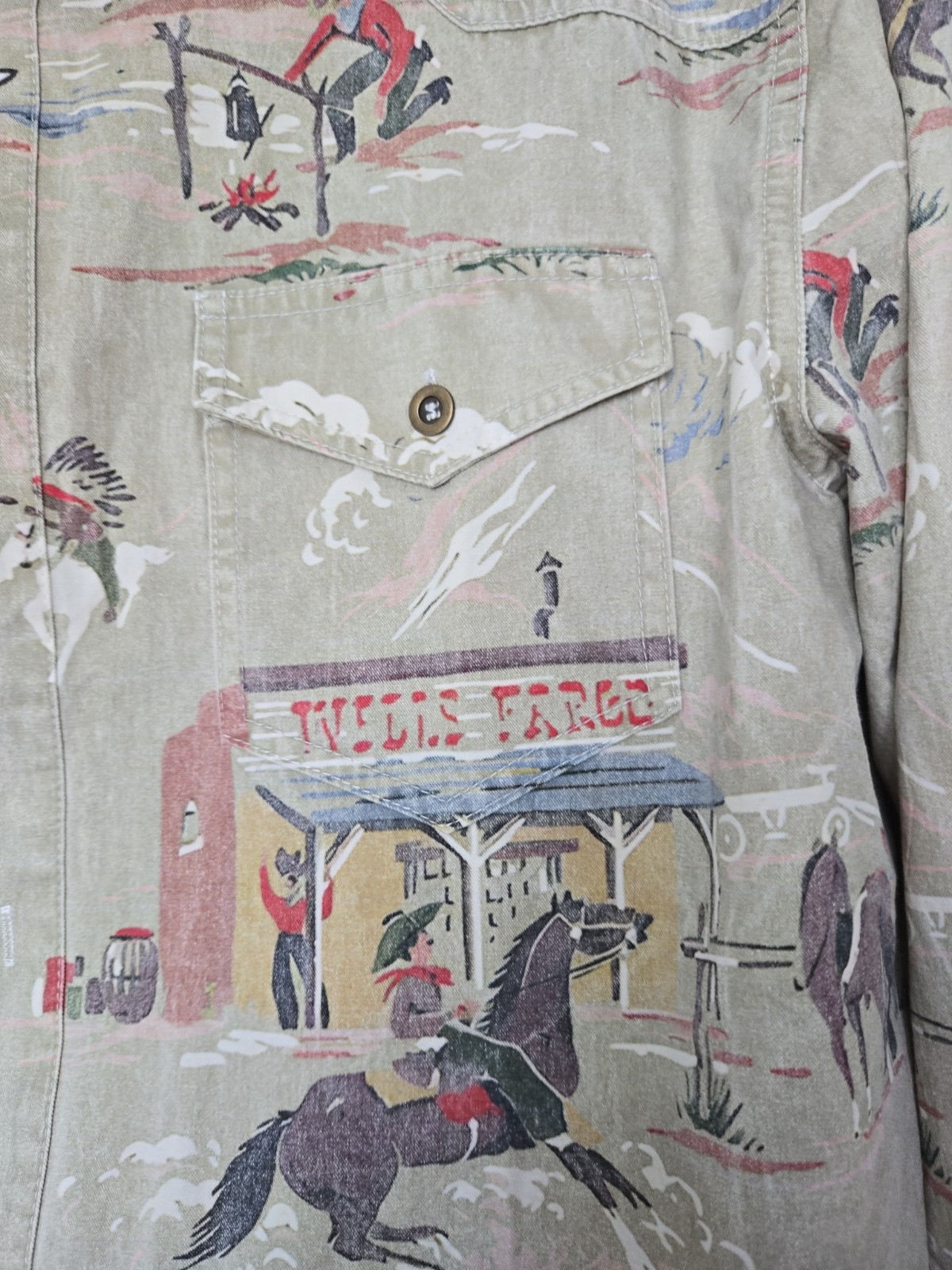 Vintage Western Mens Shirt Size Large Brand Unknown denim-like cotton material