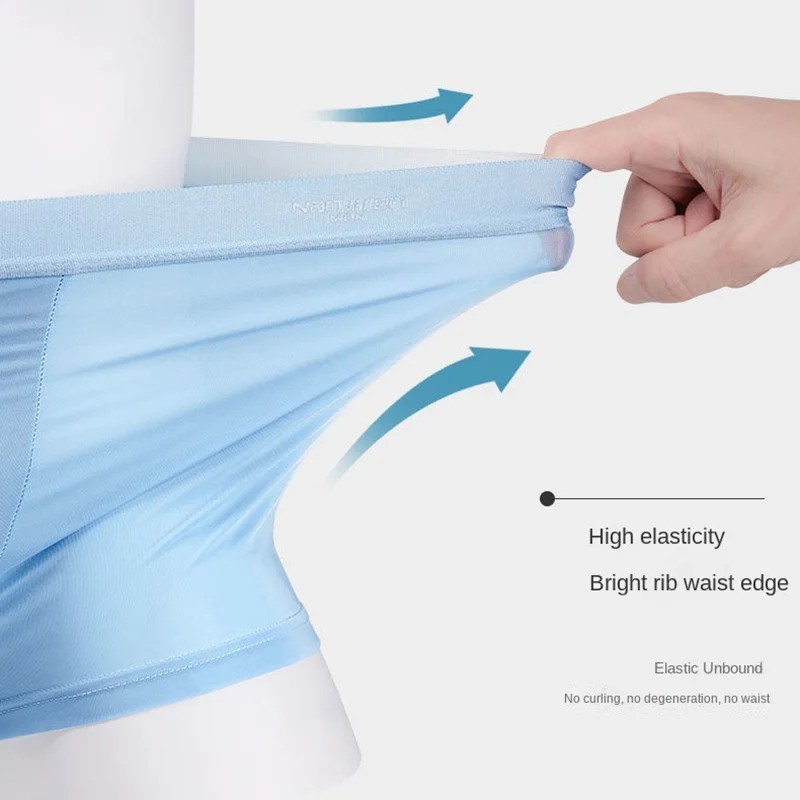 4pcs Boxer Shorts Men’s Ice Silk Underwear Male Underpants Breathable Sexy Thin