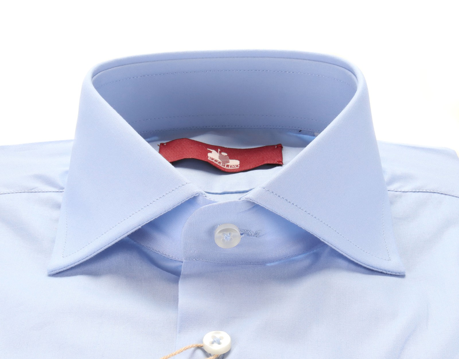NWT EZZELINO DRESS SHIRT solid sky stretch cotton Italy L slim fit