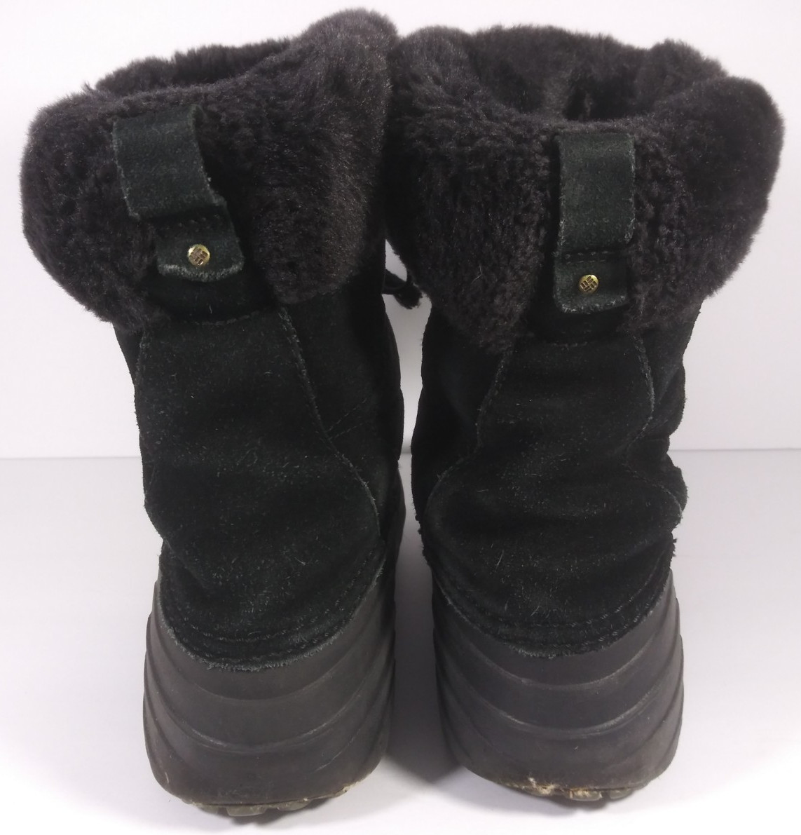 Columbia Black Suede Water Proof Faux Fur Lace High Top Snow Boots Womens Sz 10
