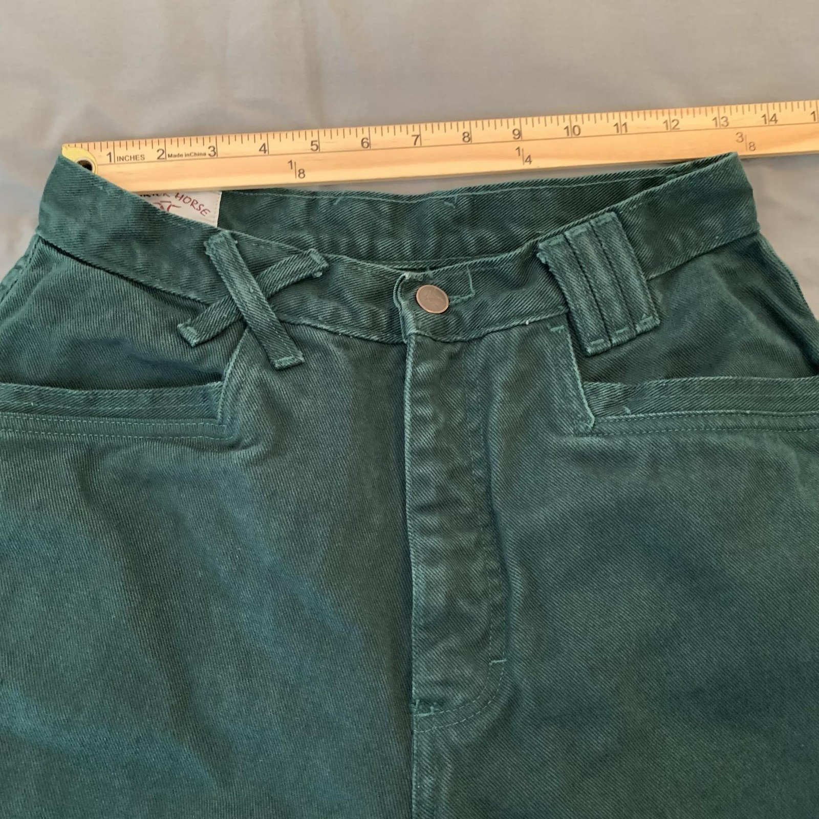 Vintage Quarter Horse Bar None Riding Jeans Juniors 13-14 (26×35) Green Bareback