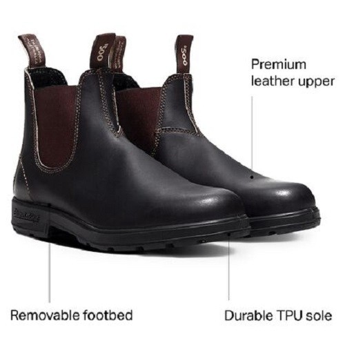 BLUNDSTONE CHELSEA 500 HI LEATHER UNISEX MEN 4=WOMEN 6 SHOES/BOOT STOUT BROWN NU