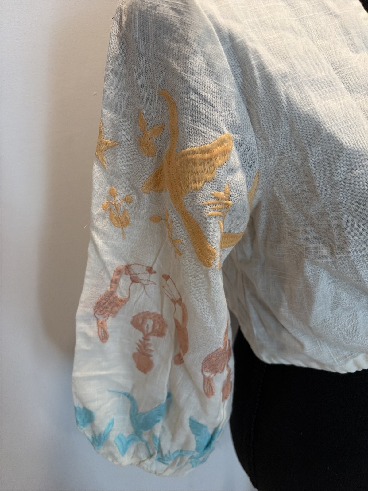 Boho adjustable top Embroidered Blouse Cotton Prairie Cottagecore hippie Shirt