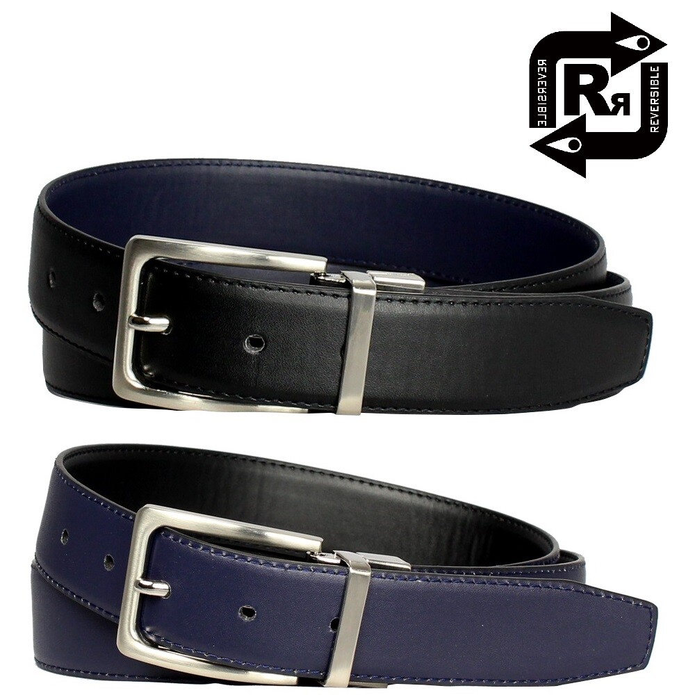 2-Pack: Men’s Genuine Leather Reversible Dress Belts – Assorted Colors