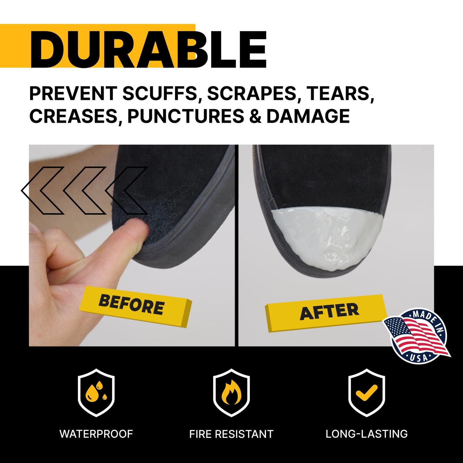 Work Boot Toe Protector, Liquid Boot Guard, Black Adhesive Shoe Crease Protec…