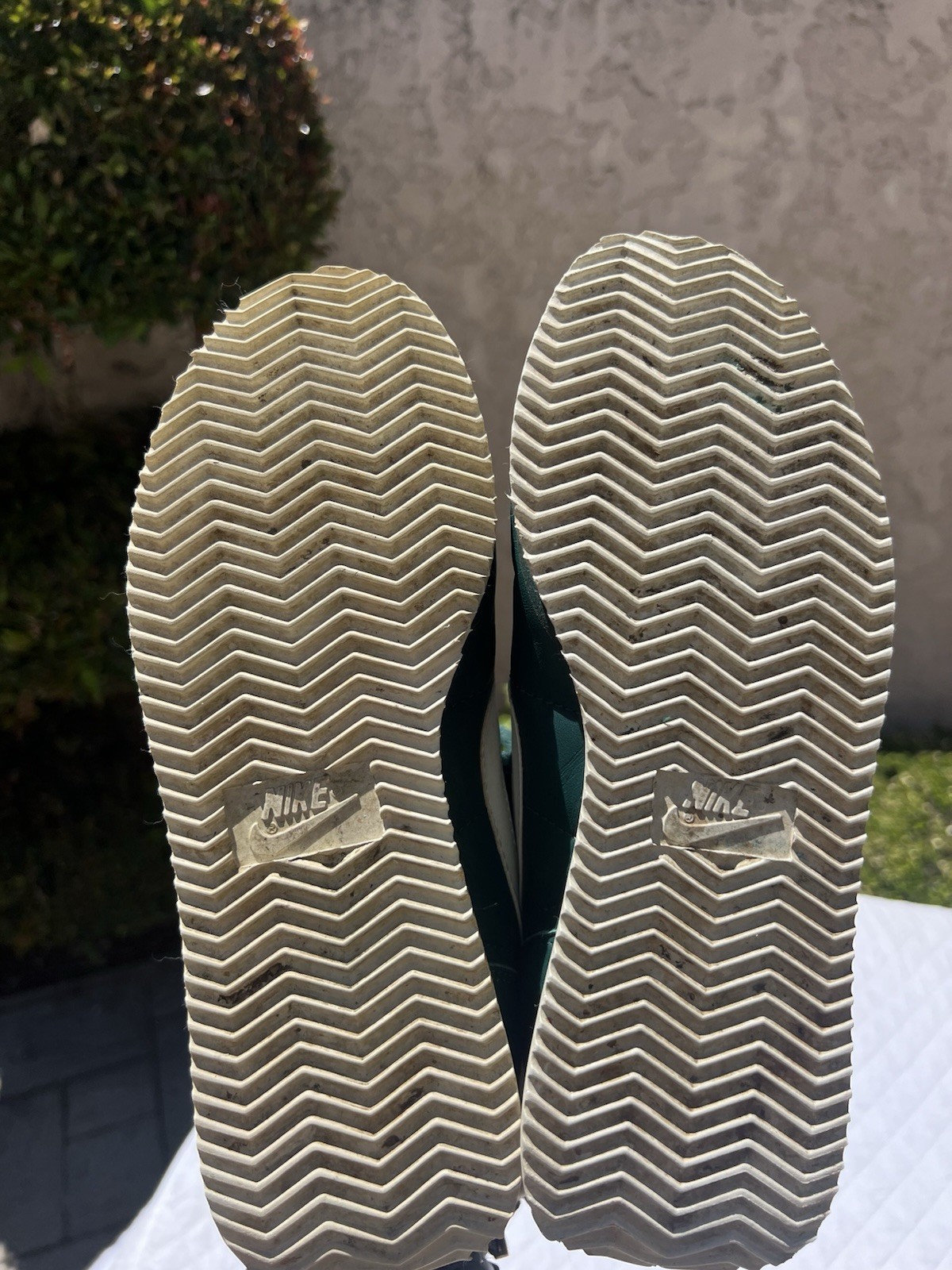 Vintage 1980s Nike Cortez Size 8 Green Leather Shoes Made in Republic of Korea