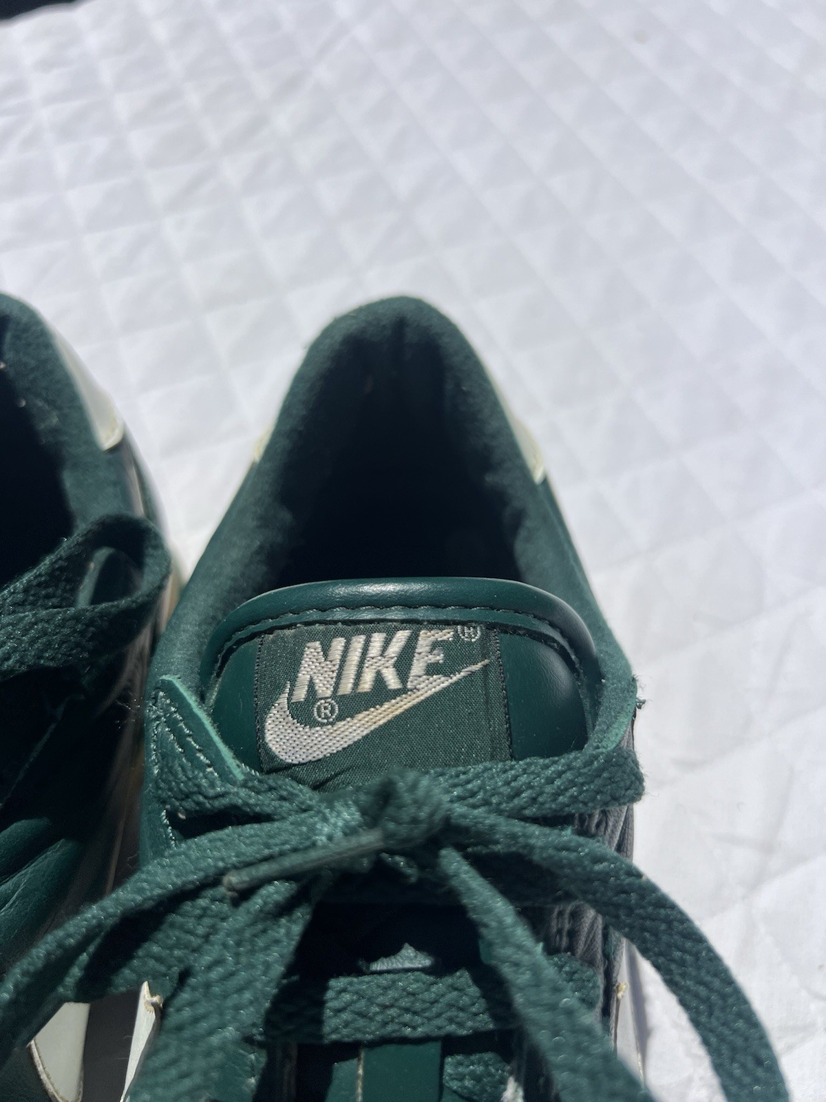 Vintage 1980s Nike Cortez Size 8 Green Leather Shoes Made in Republic of Korea