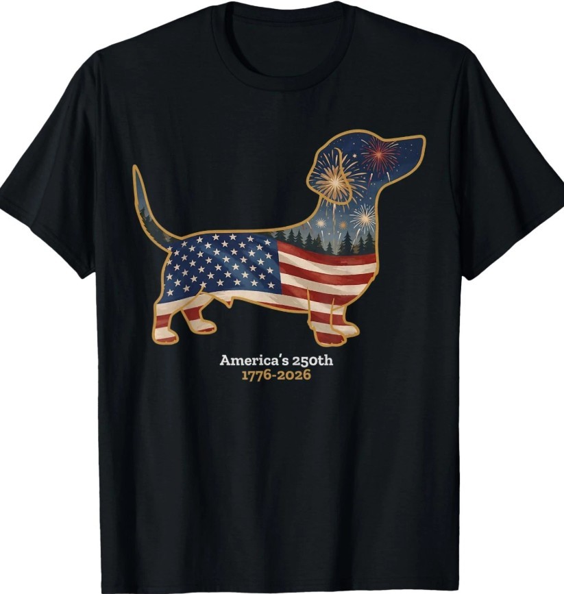 Dachshund Americas 250th Patriotic Dog Fireworks art shirt