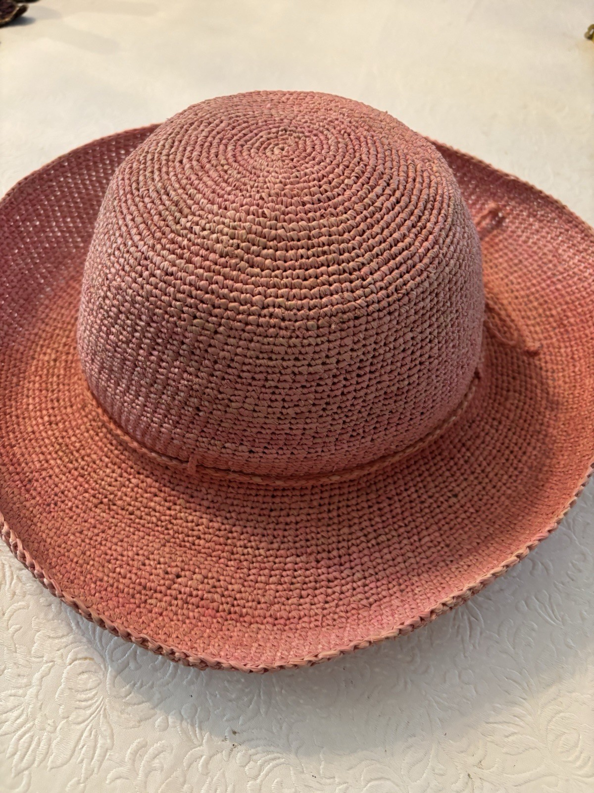 Jaden Rael Madagascar Natural Raffia Peach Hat Size Medium