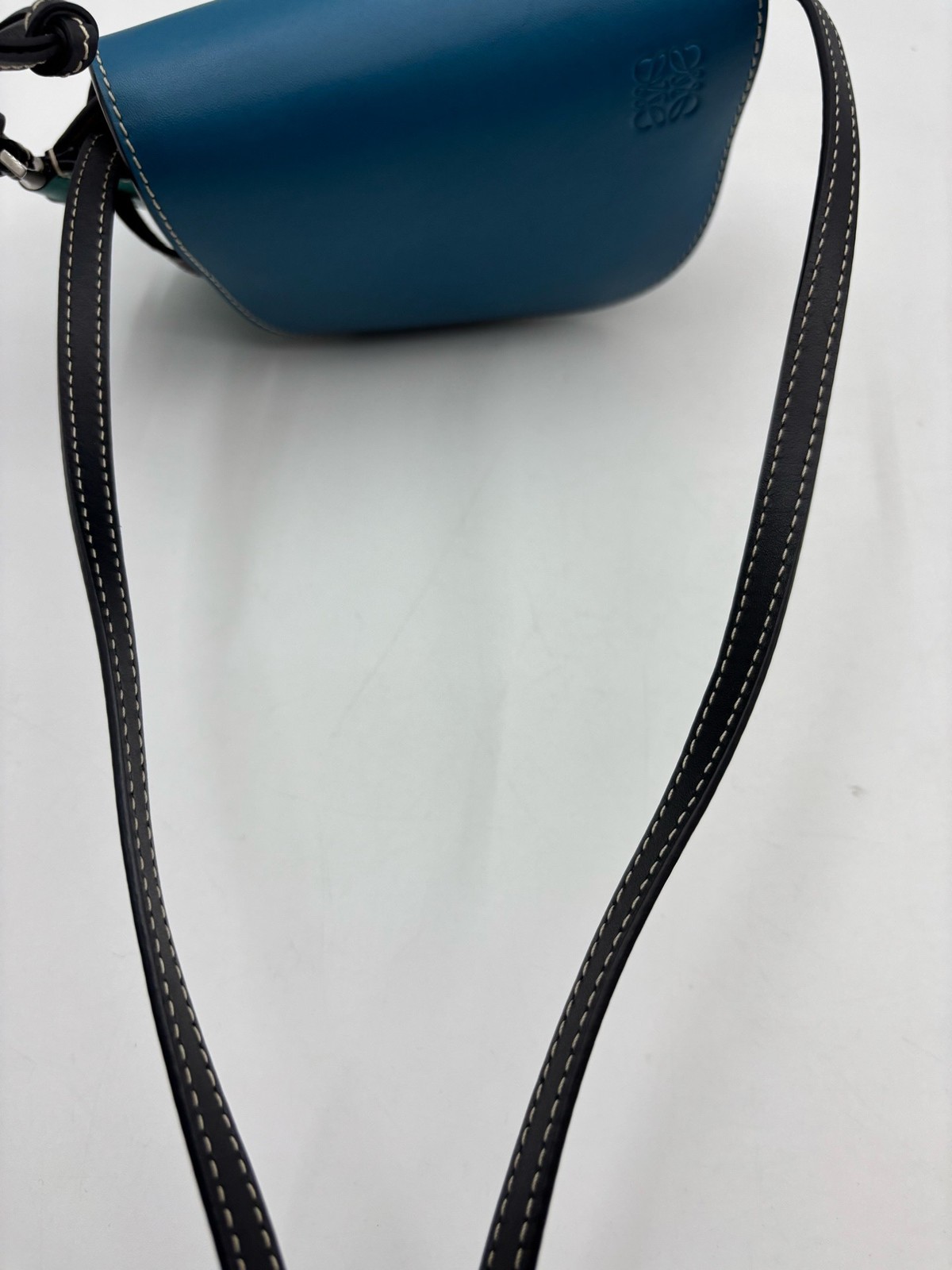 Loewe Pre-Owned Authentic Gate Saddle Bag Blue 13*8*11cm