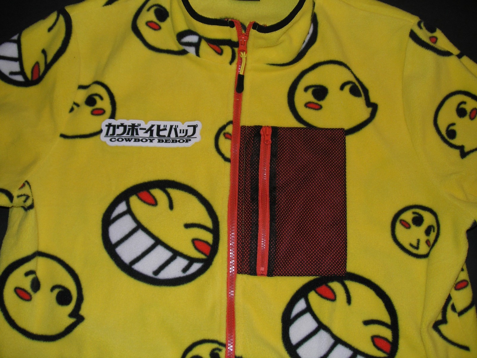 Atsuki Cowboy Bebop Ed Hack Smiley Face Fleece Jacket UNISEX XL