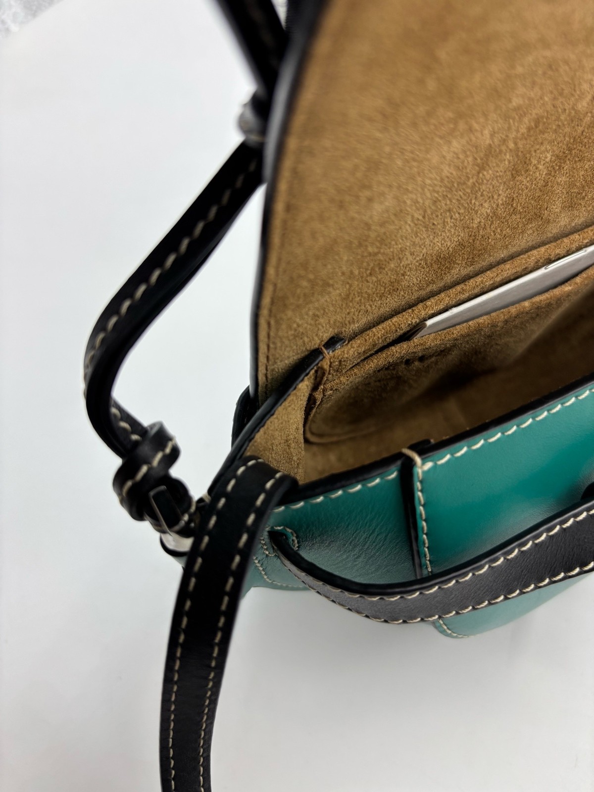 Loewe Pre-Owned Authentic Gate Saddle Bag Blue 13*8*11cm