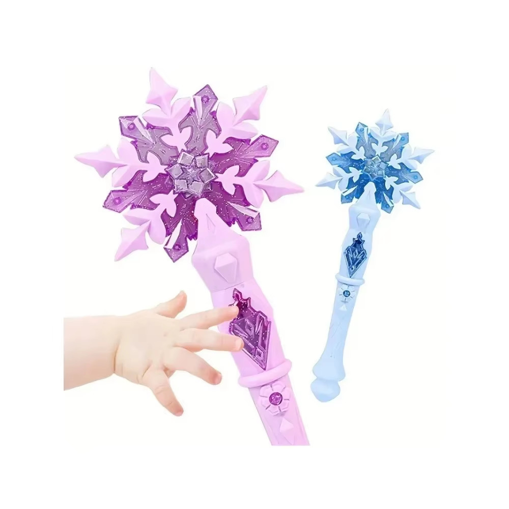 Funny Princess Light Up Snowflake Wand Flashing Snow Star Wands Children Toys