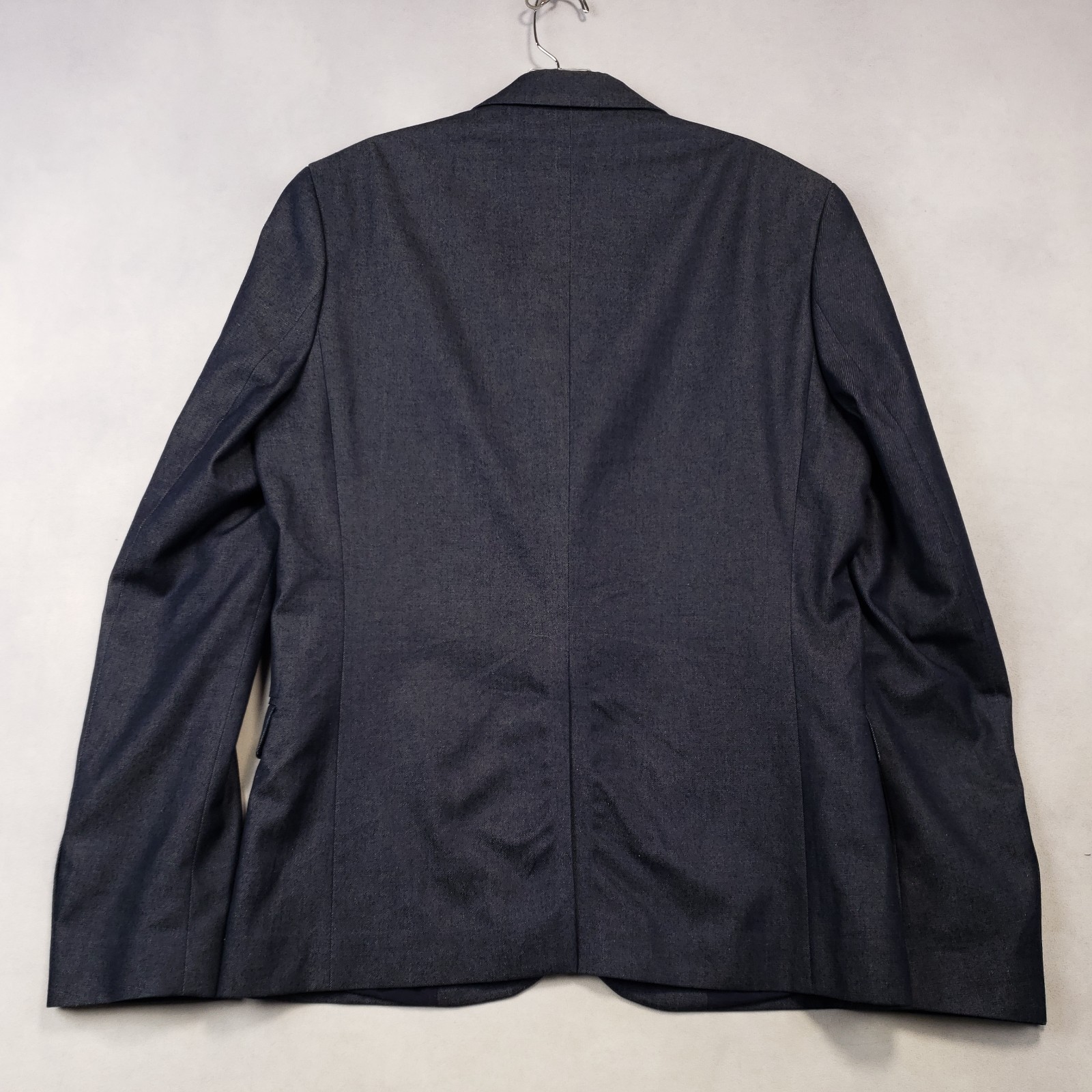 H&M Sport Coat Mens 38R Slim Fit Blue Cotton Chambray Two Button Double Vented