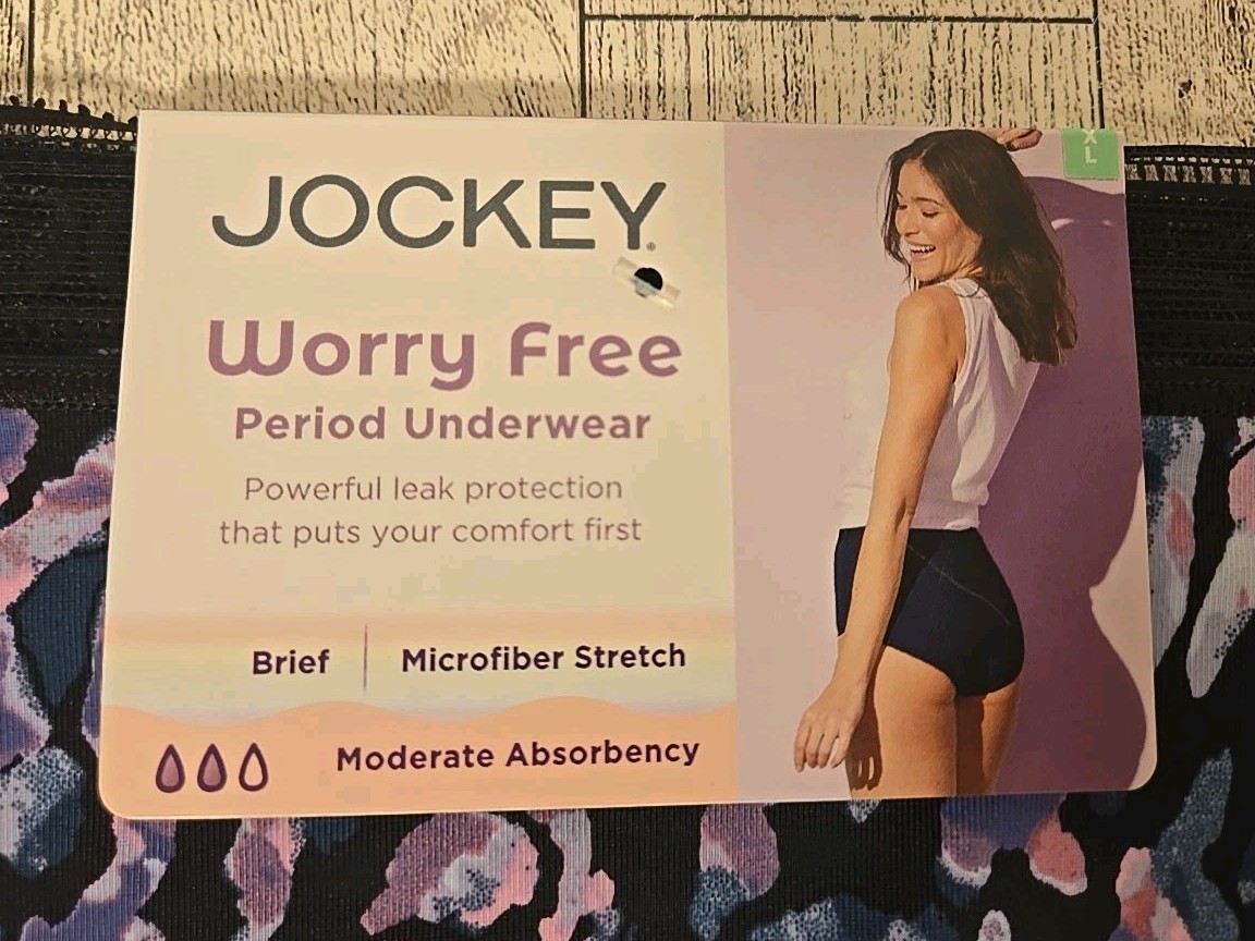 Jockey Period Underwear BRIEF XL Moderate Absorbency Worry Free Black Purple