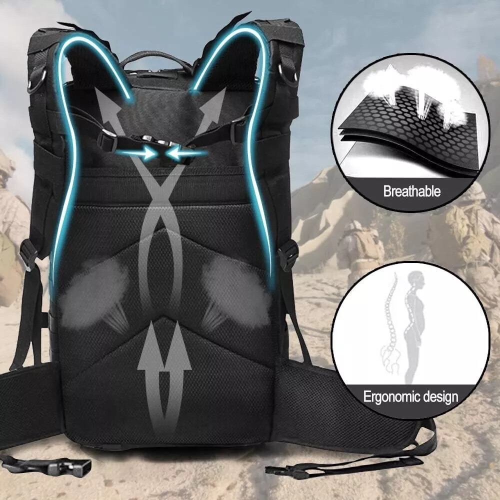 30L Military Tactical Backpack Rucksack Camping Hiking Shoulder Bag Travel