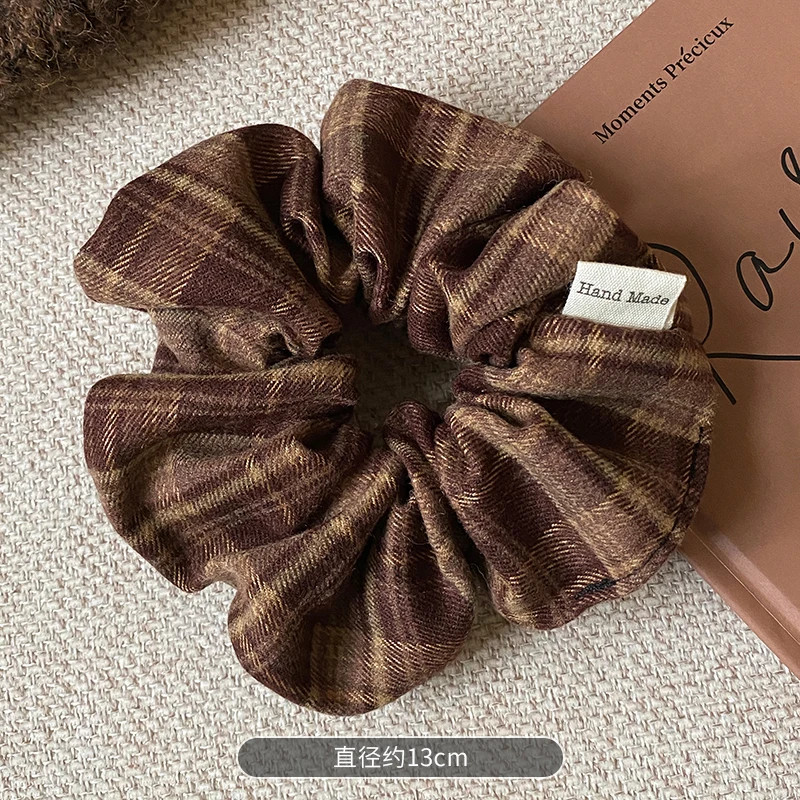 1pc Fashion Plaid Hair Scrunchie Women Girls Elastic Hair Rubber Bands Accessori