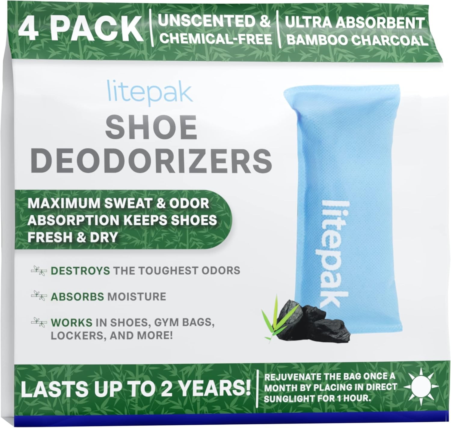 Litepak Shoe Deodorizer and Odor Absorber for Shoes and Gym Bags