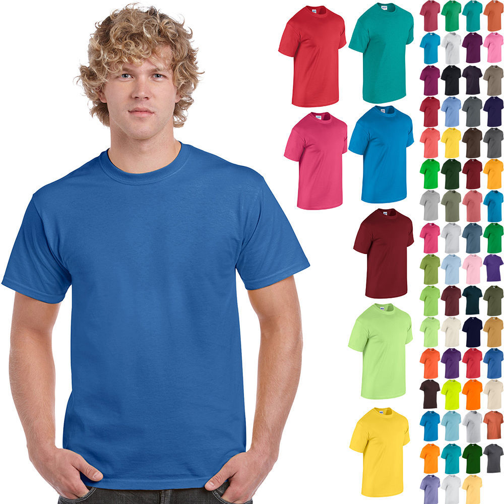 Gildan Heavy Cotton T-Shirts 5.3oz Blank Solid Mens Short Sleeve Tee S-XL 5000