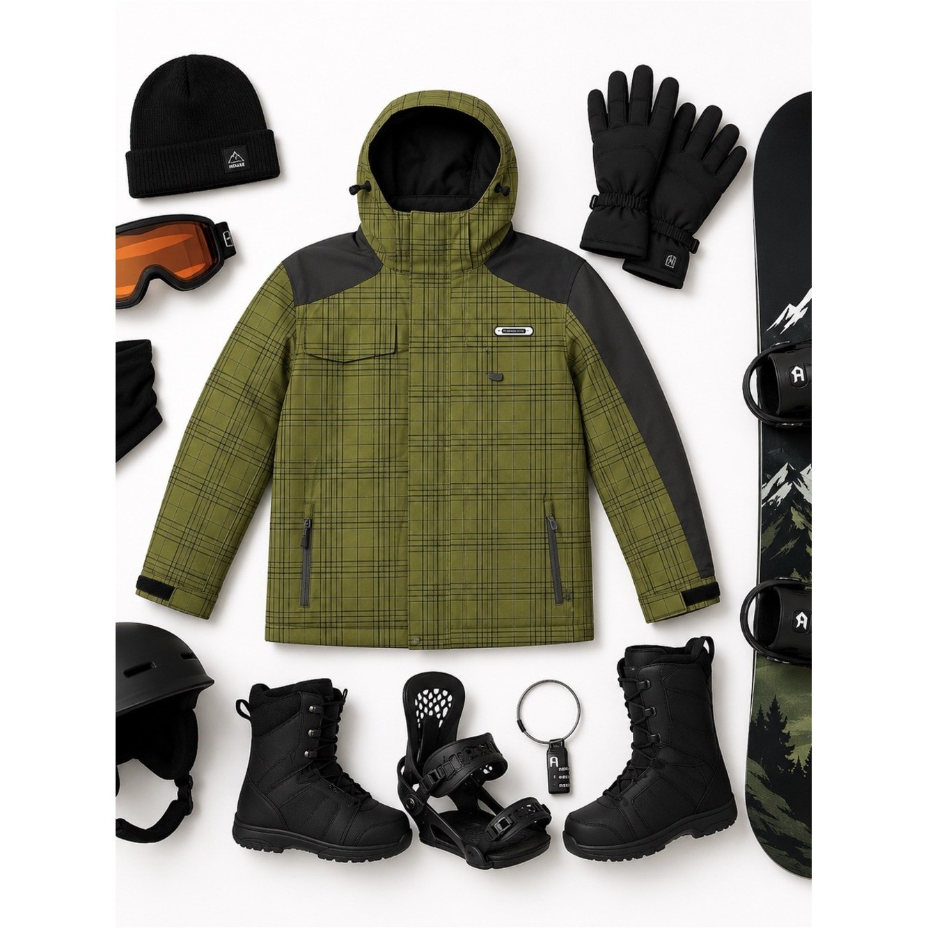 House Bomb Proof Green Plaid Snowboard Ski Jacket Men Large Waterproof Snow EUC