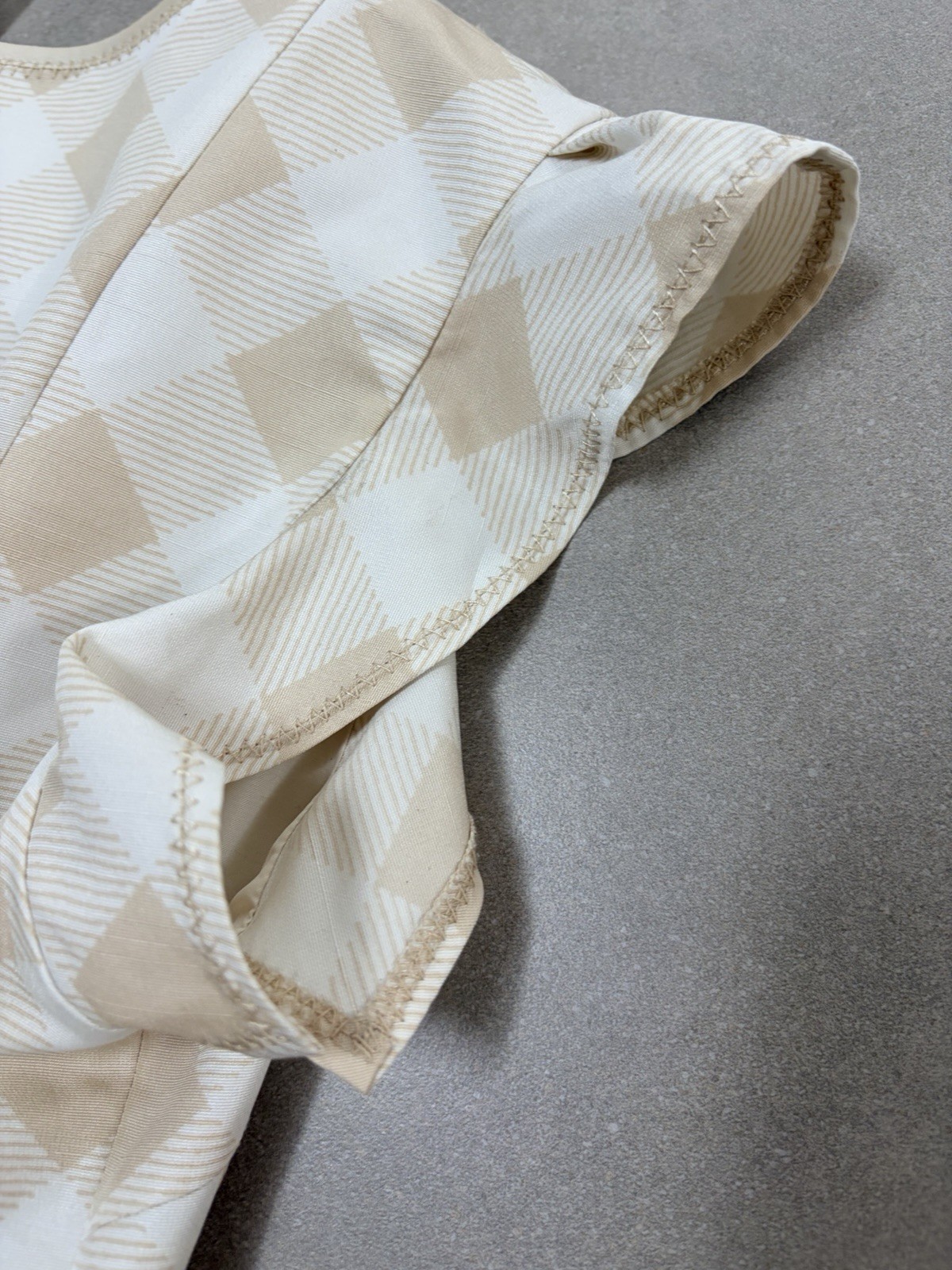 CELFORD Gingham Check Flare Dress Size 36 Beige White Ruffle Sleeve Japan