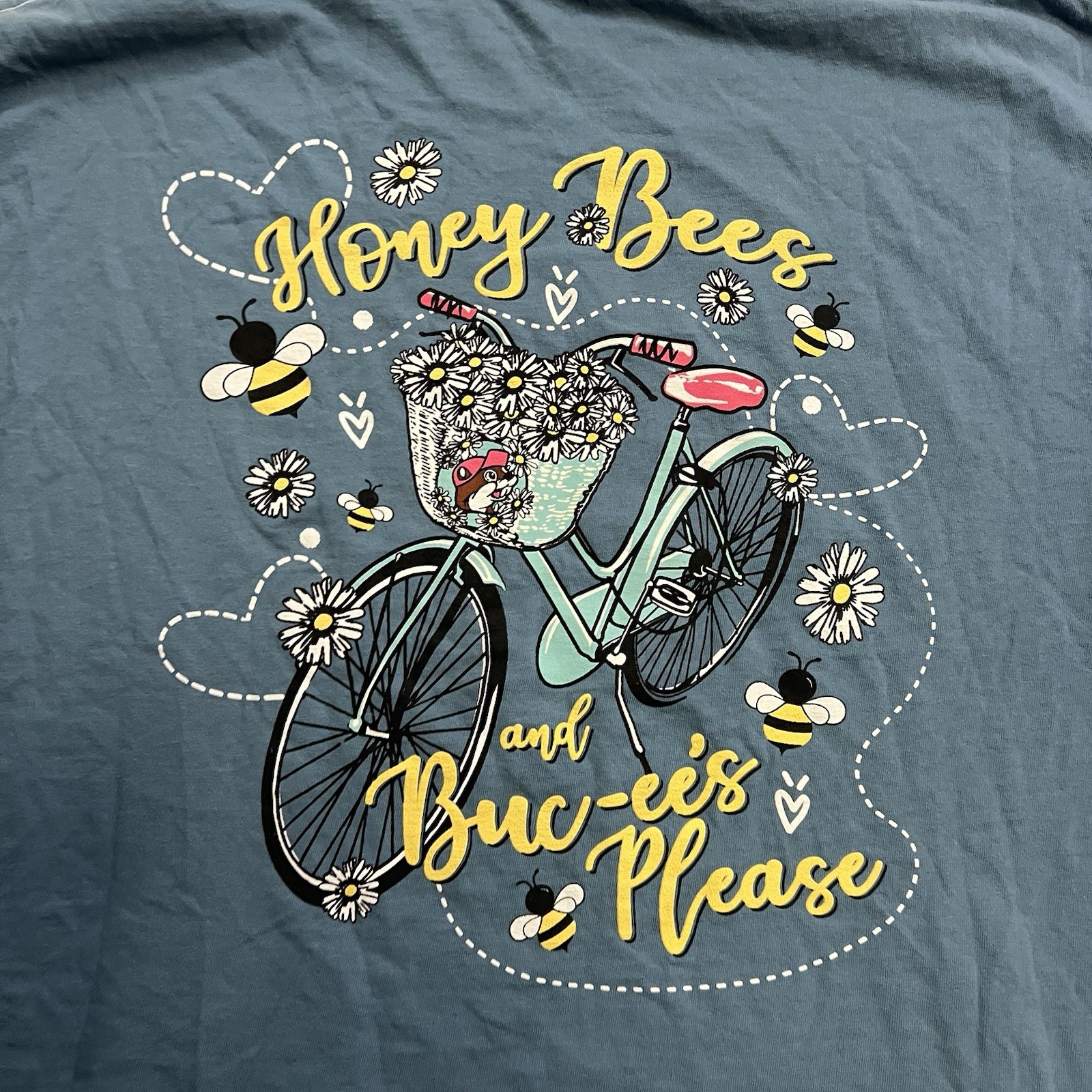 Buc-ee’s Honey Bees & Buc-ee’s T-Shirt Women’s Size XL Blue Beaver Flowers Daisy