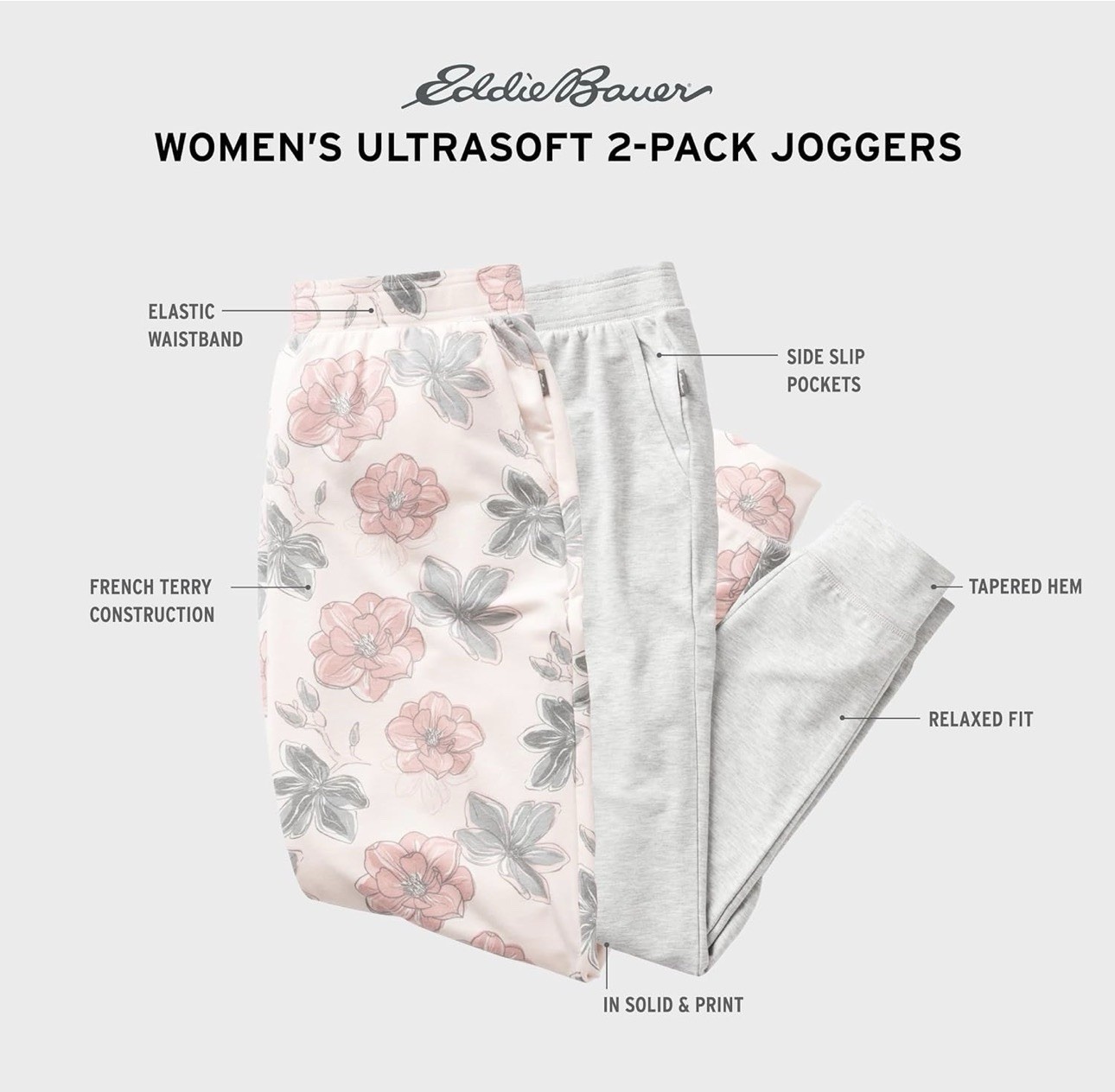 NWT Women’s Eddie Bauer Pajama Lounge Pants Set of 2 Size Large Mother’s Day