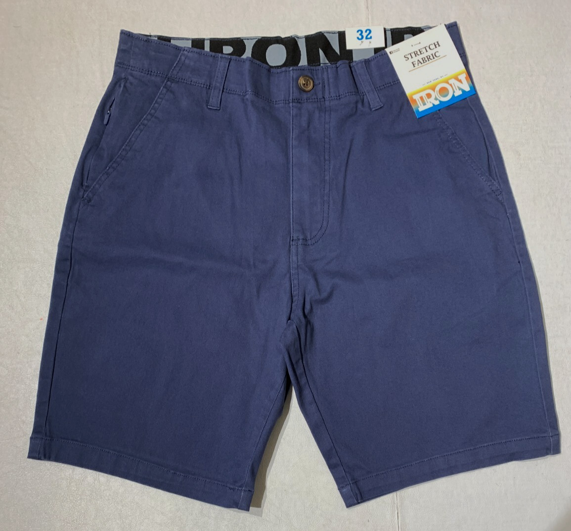 IRON CO. Men’s Stretch Fabric Flex Waist Flat Front Shorts LAKE Color All Size