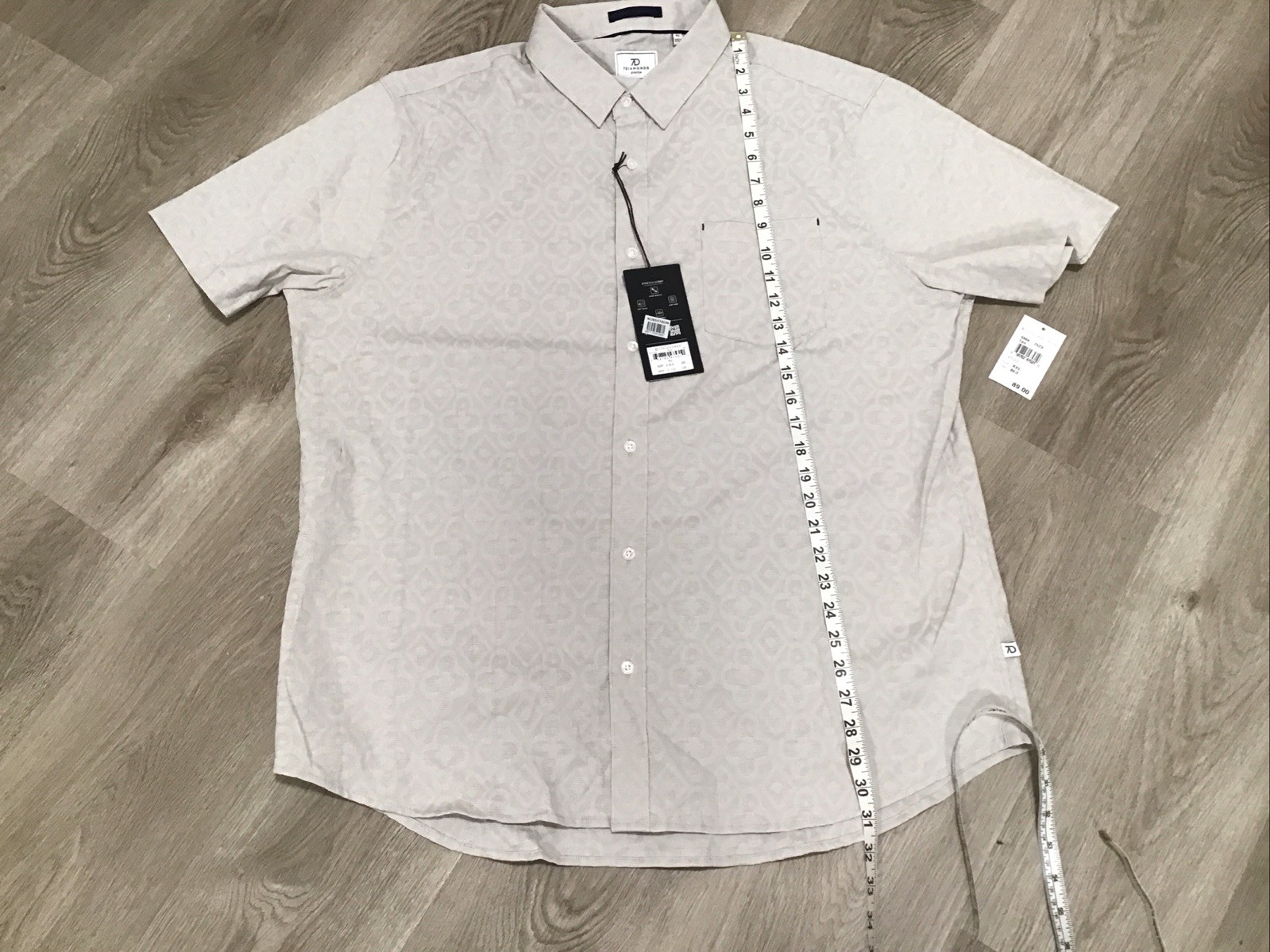 NWT 7D 7 Diamonds Atlas Tan Stretch Mens Shirt Size XXL Short Sleeve Button NEW
