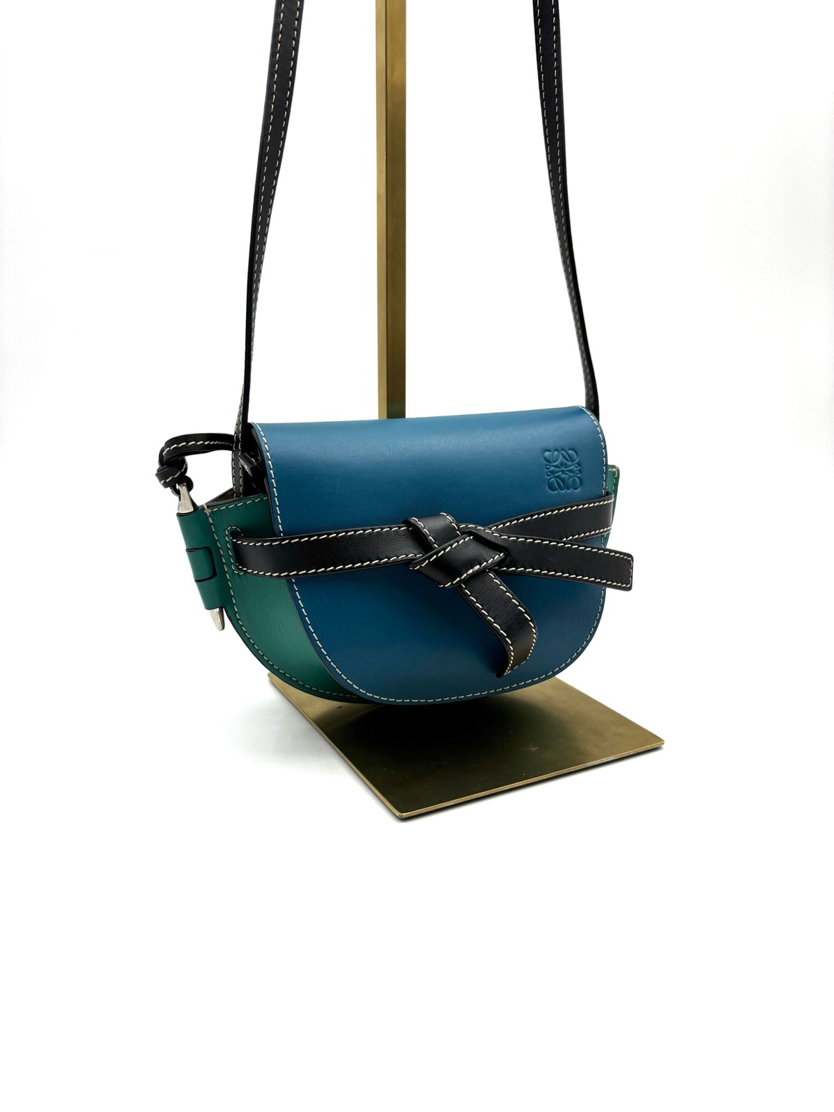 Loewe Pre-Owned Authentic Gate Saddle Bag Blue 13*8*11cm