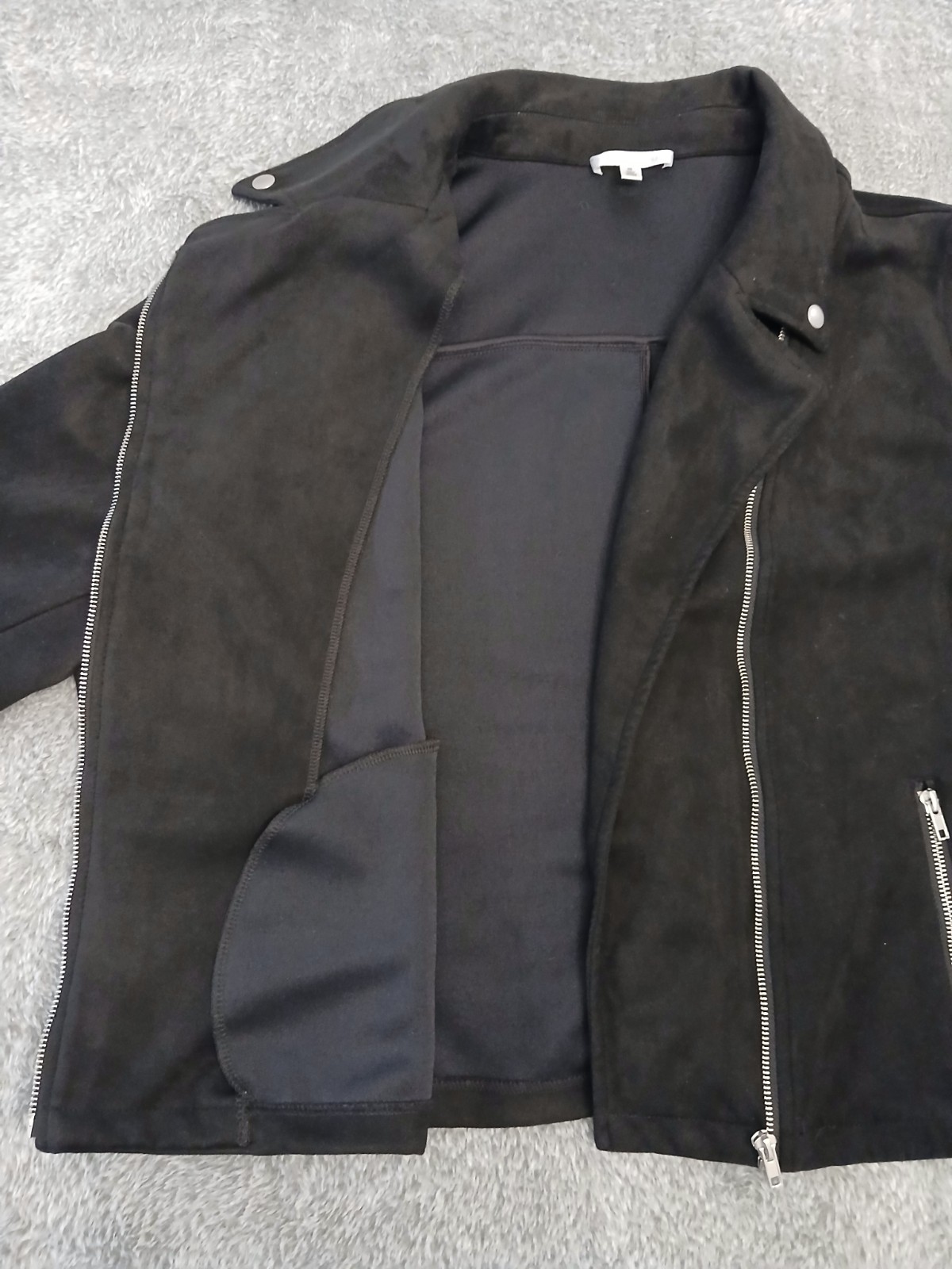Women’s Daily Thread Black Faux Suede Motorcycle Jacket 3XL Lined Zippers EUC!